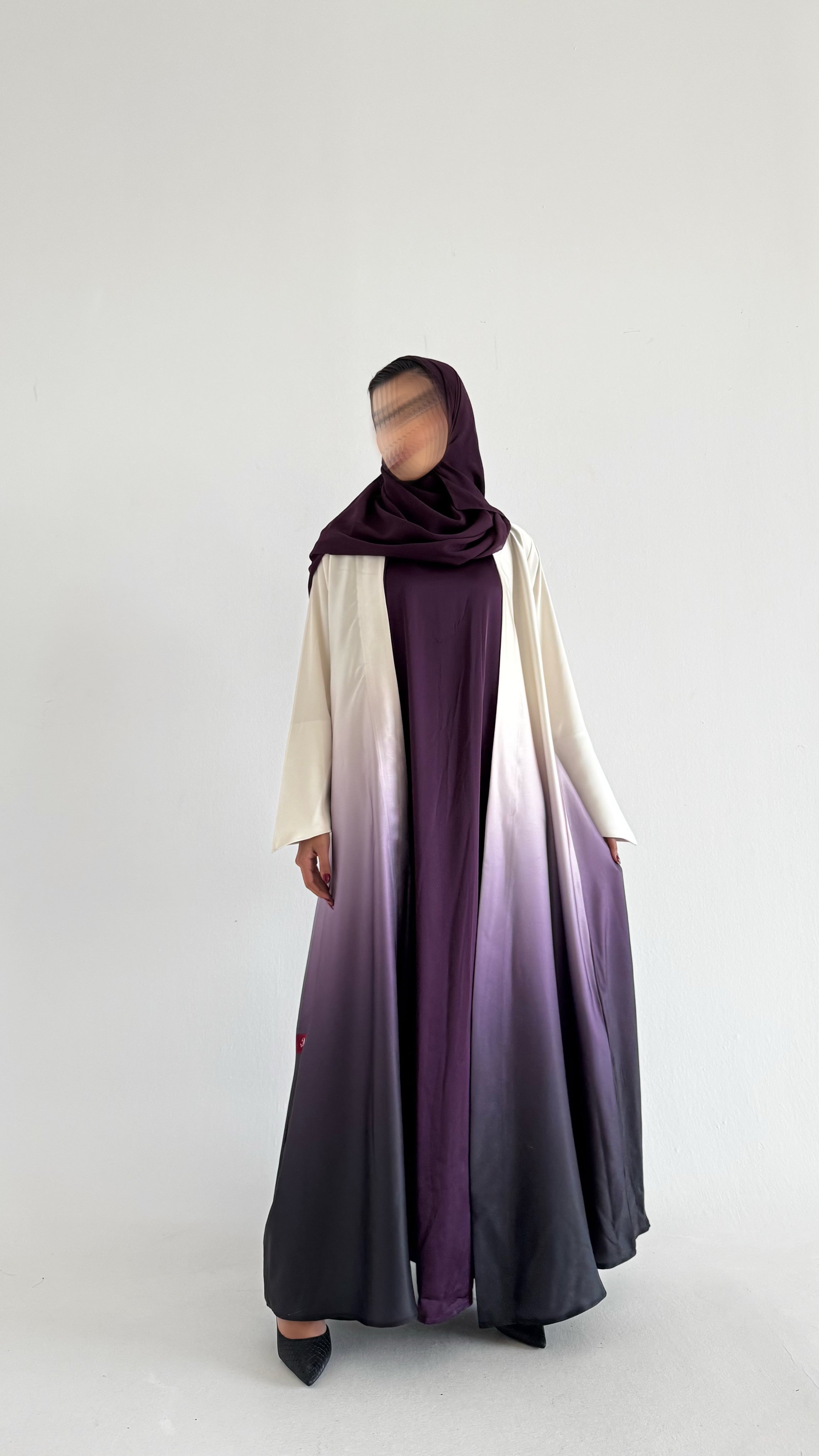 MW1821 - عباية حرير متداخل بالوان لمبرقيني مع اضافة فستان داخلي - Aya