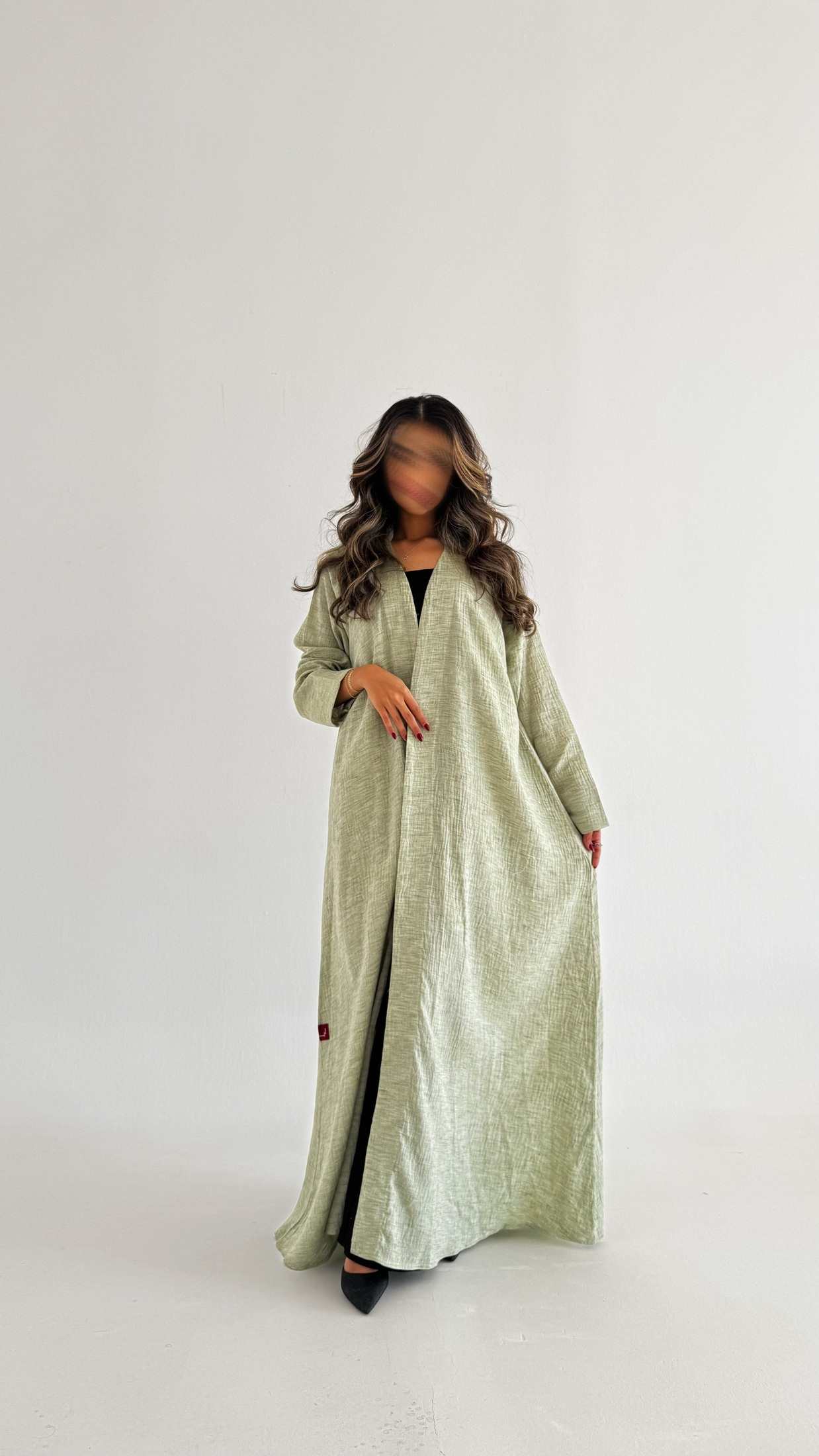 MWT529 - عباية أخضر فاتح لنن - Aya
