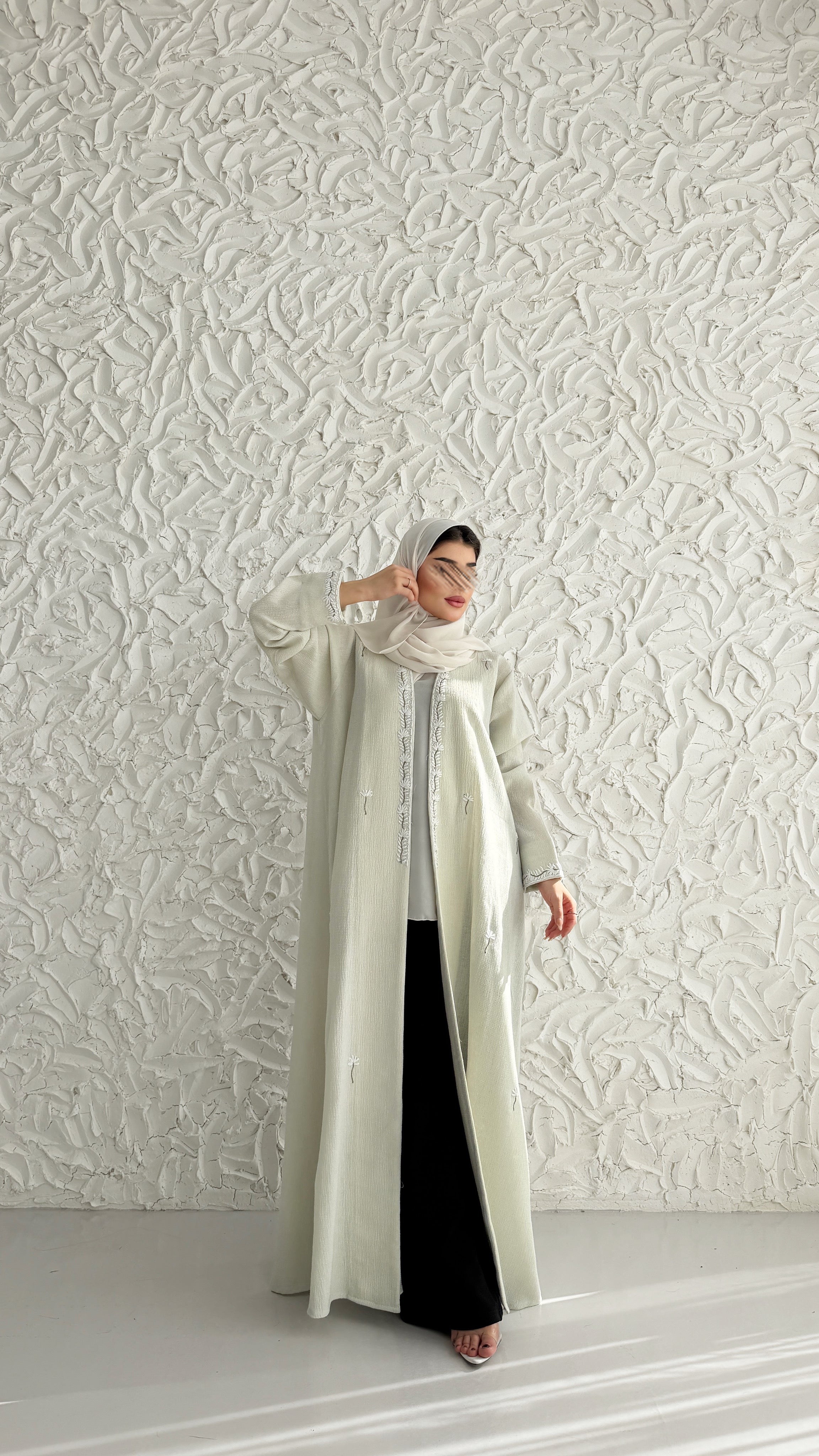 MW2054 - عباية لنن هندي قصه هينك تطريز يدوي - Aya