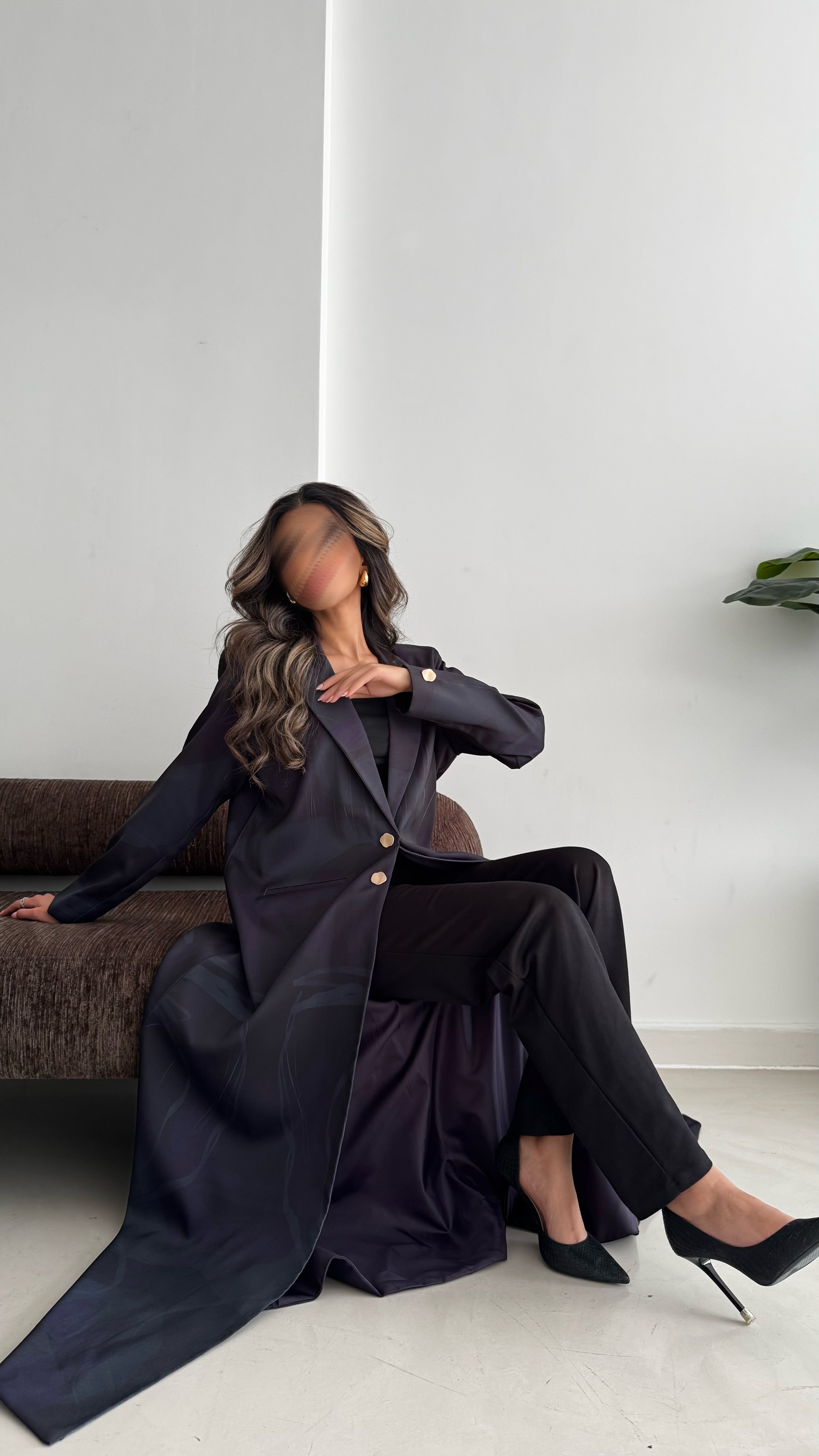 MWT836 - عباية بليزر طباعة | Printed Blazer Abaya - Aya