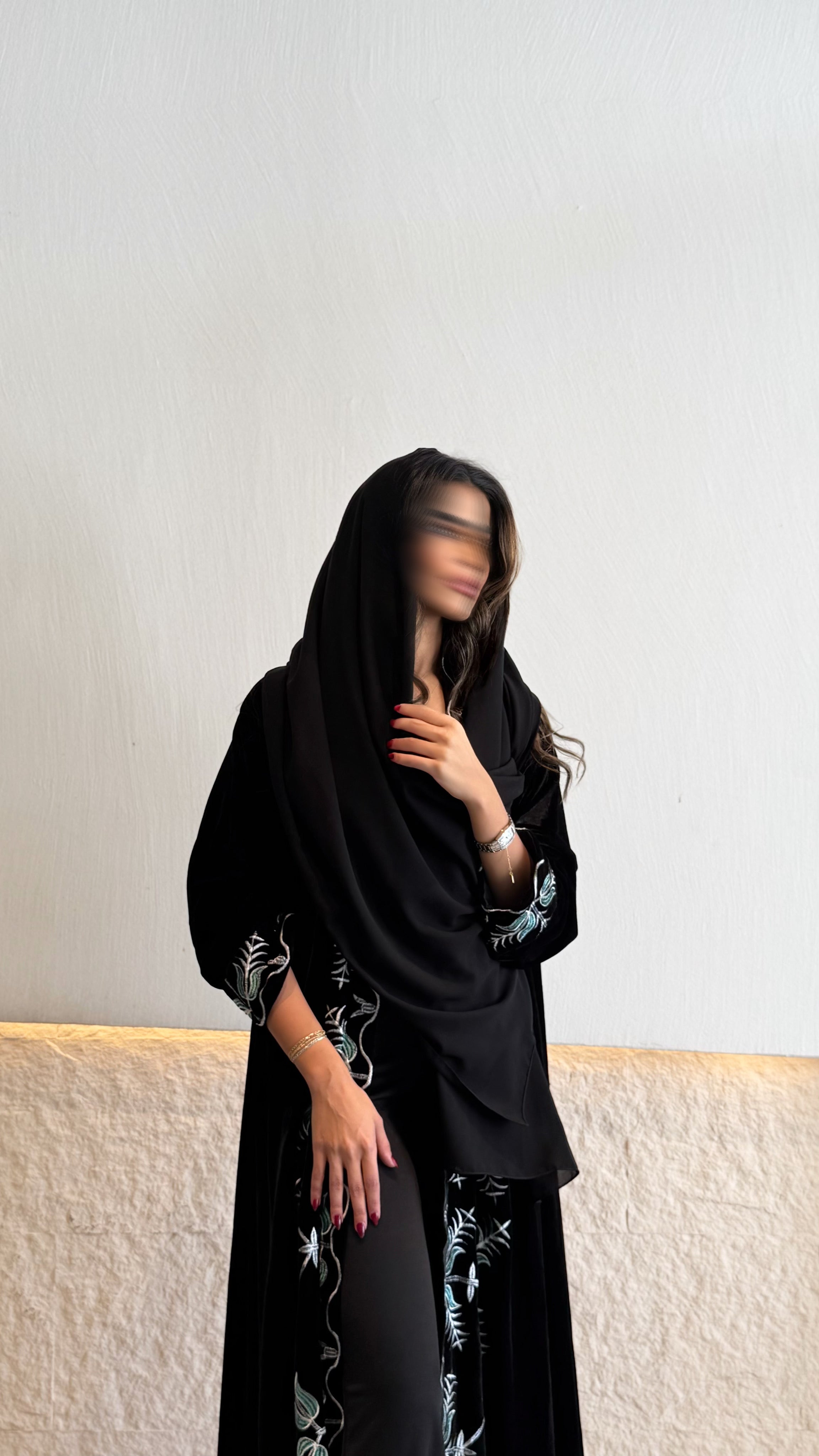 MW1781 - قماش مخمل دبل كلوش تطريز كمبيوتر - Aya