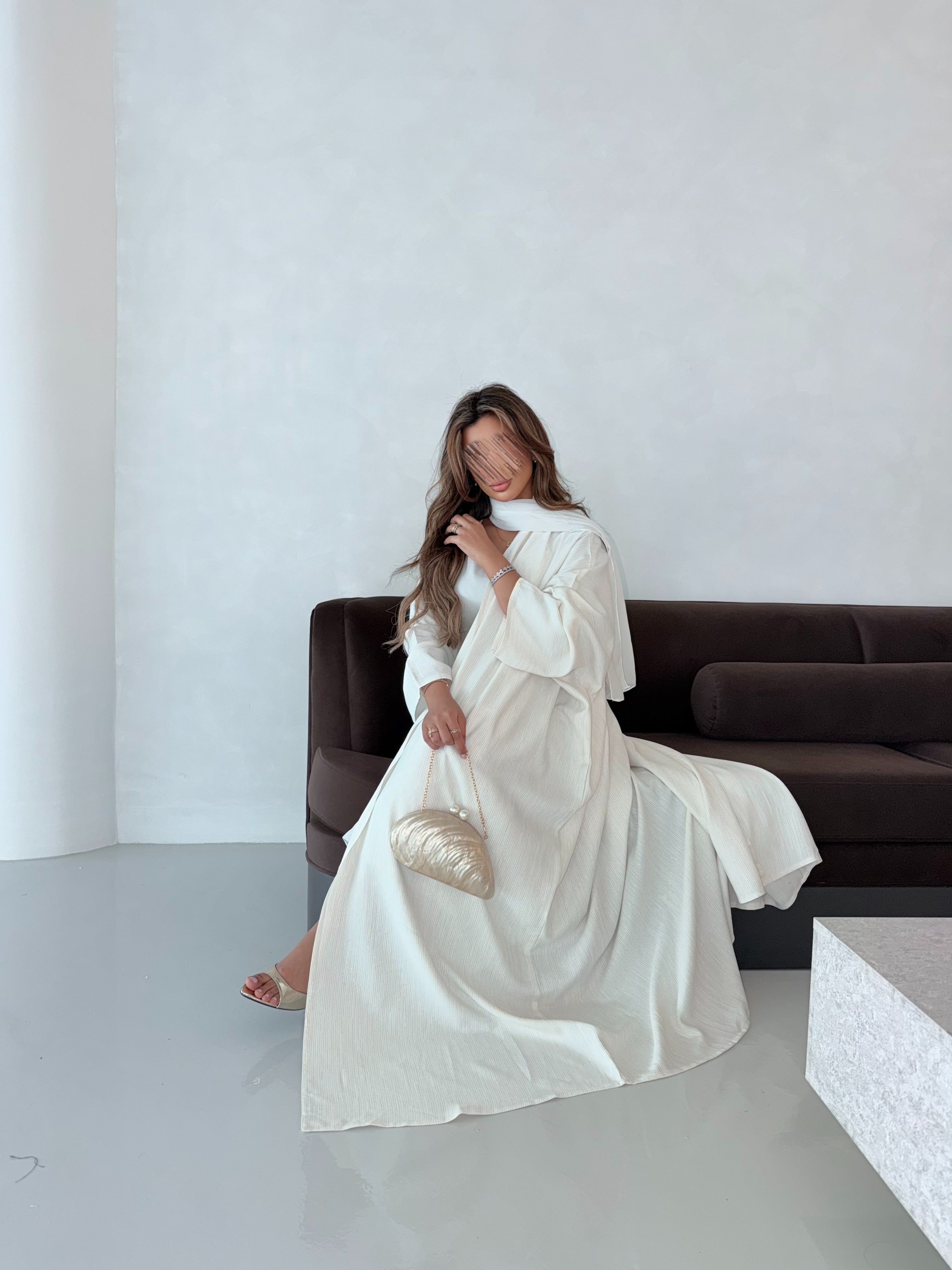 MWT5099 - قماش لينن اوف وايت مقلم - Aya