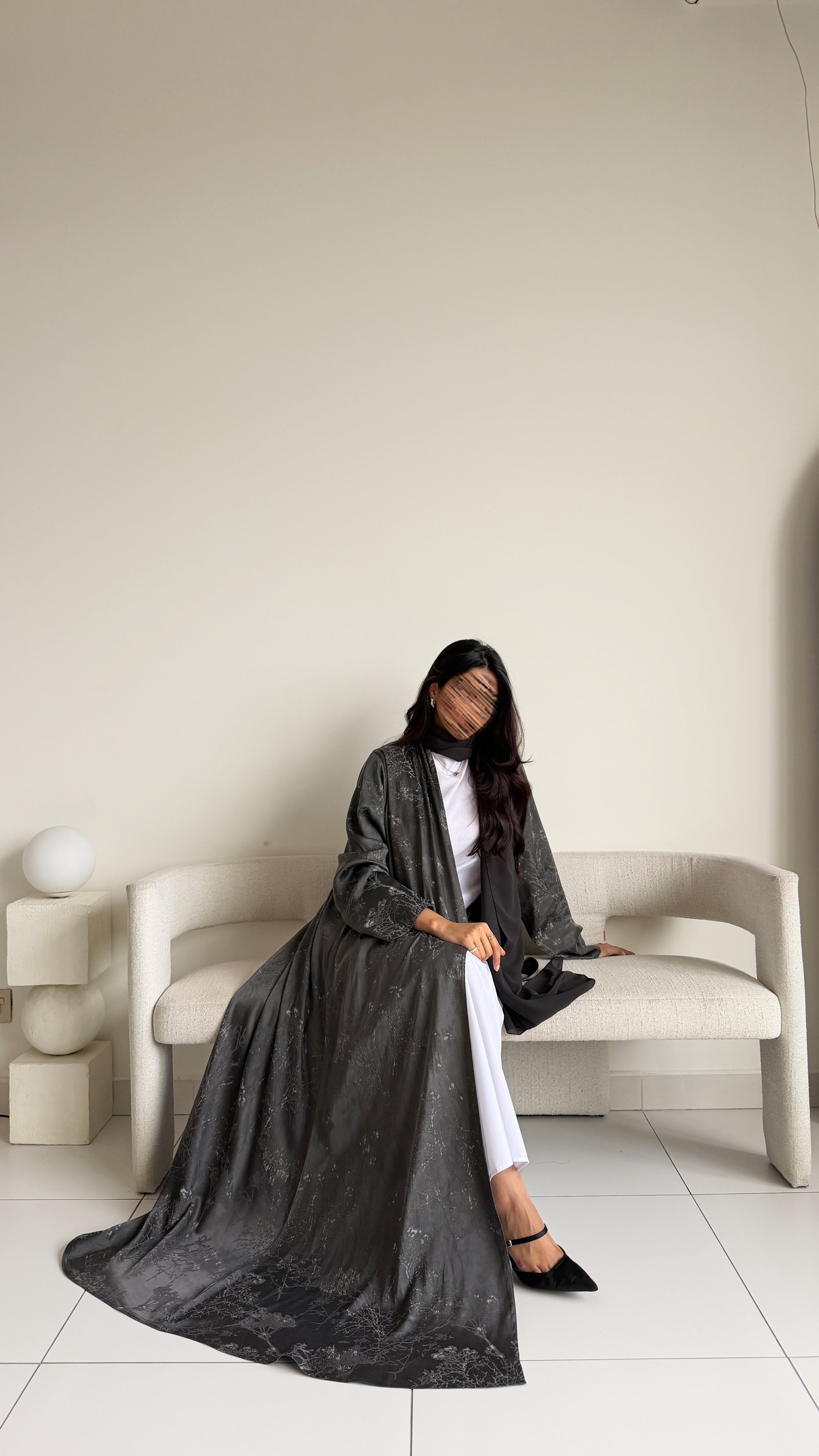 MWT2034 - عباية جاكار رمادي - Aya