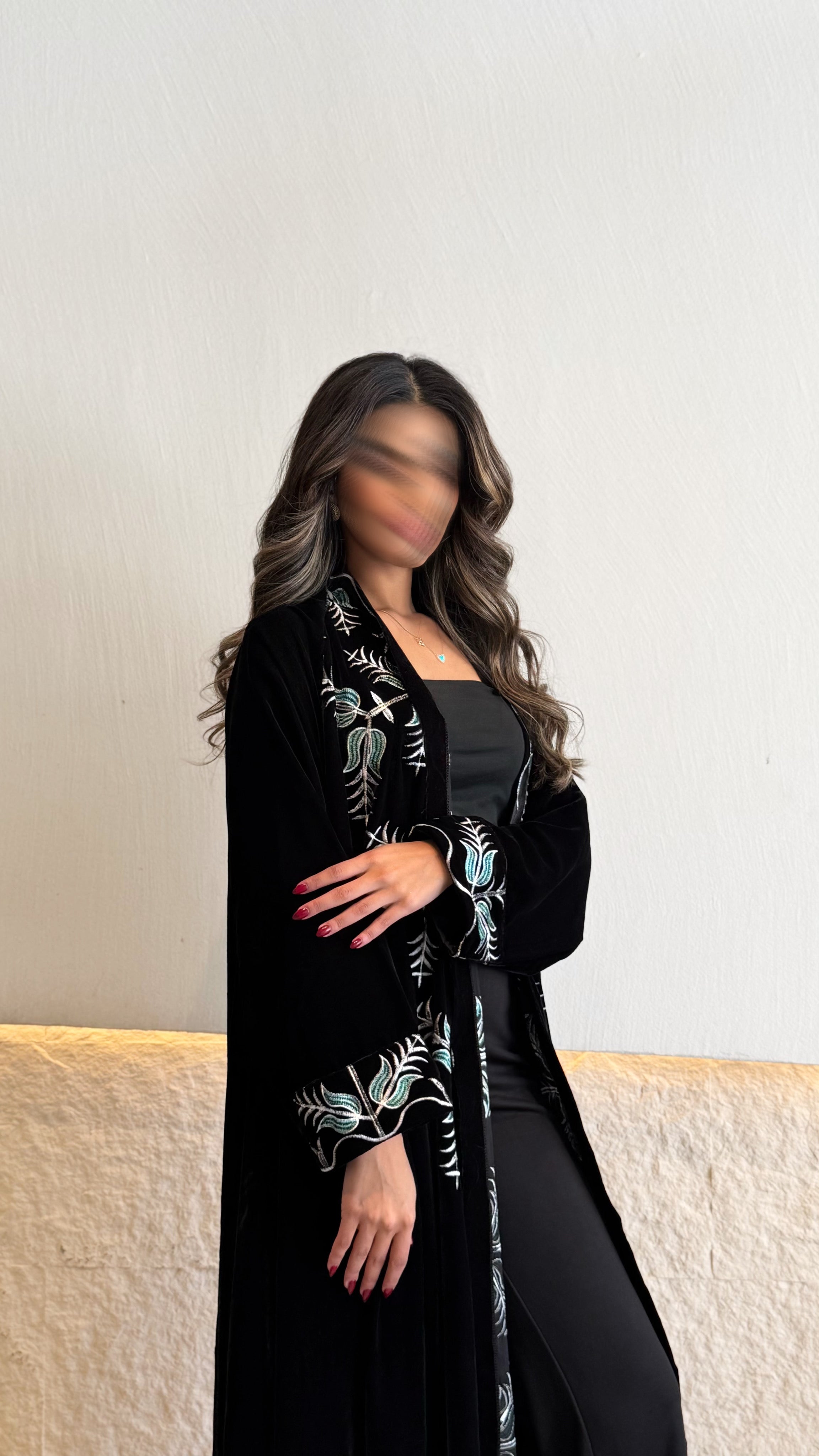 MW1781 - قماش مخمل دبل كلوش تطريز كمبيوتر - Aya