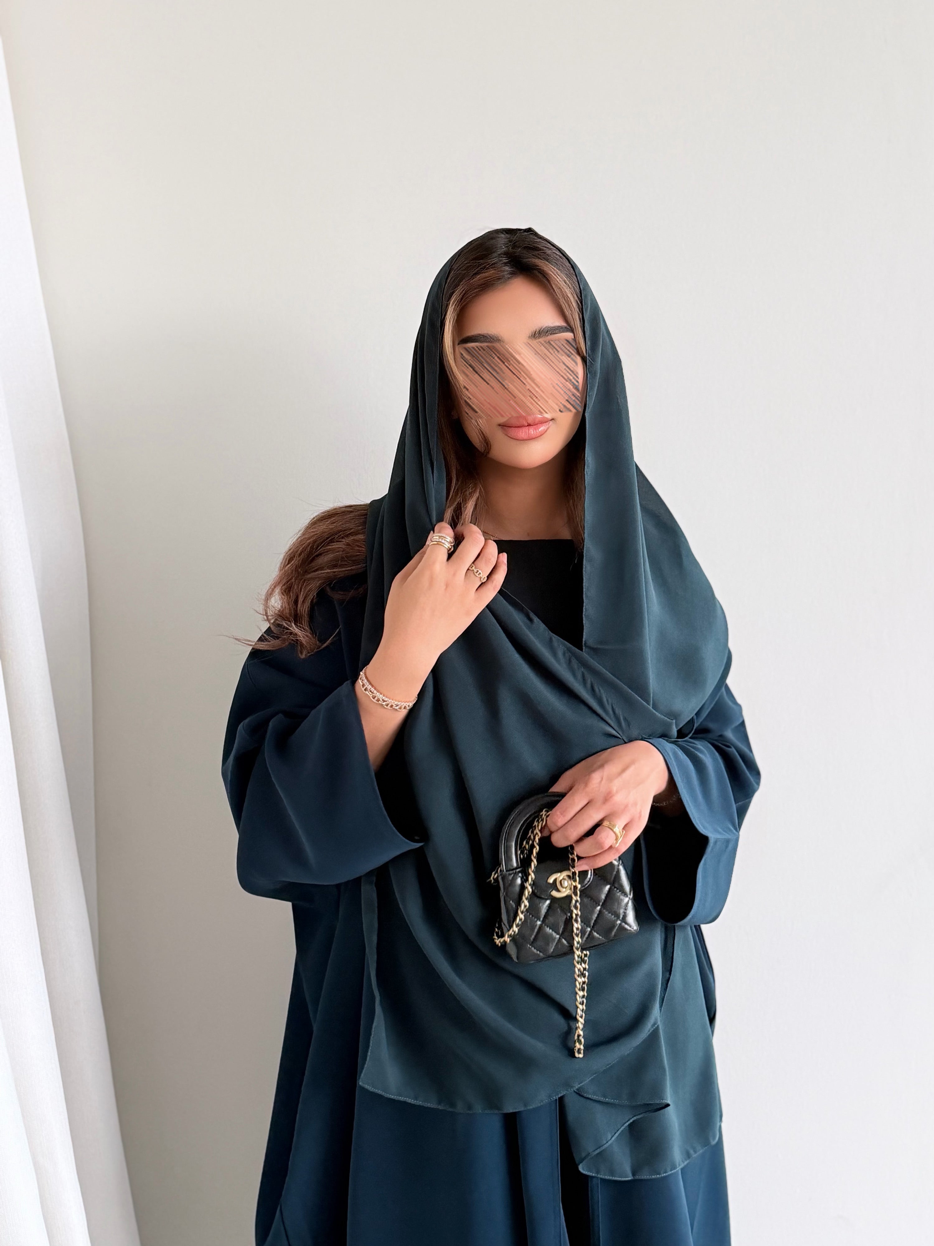 MWT5052 - كريب تركواز ساده قصة نص بشت - Aya