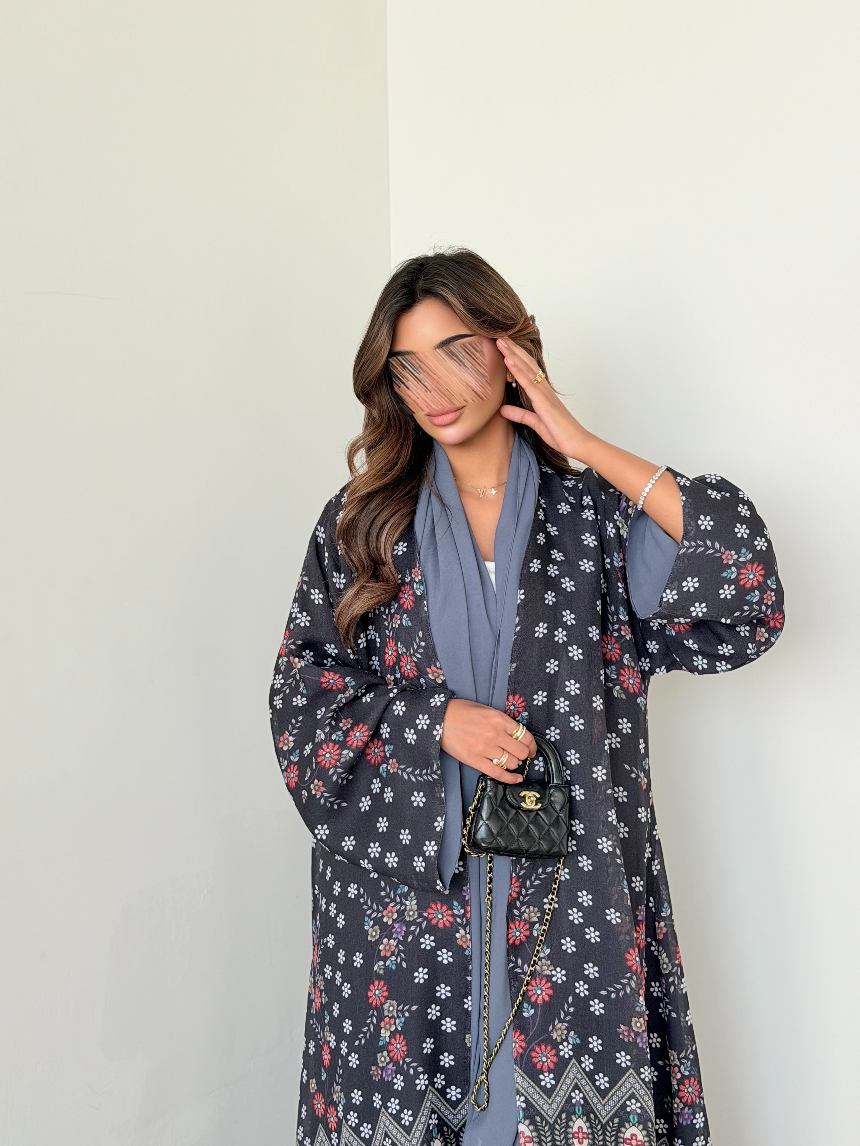 MWT5015 - قماش شيفون مشجر مبطن قصة نص كلوش - Aya