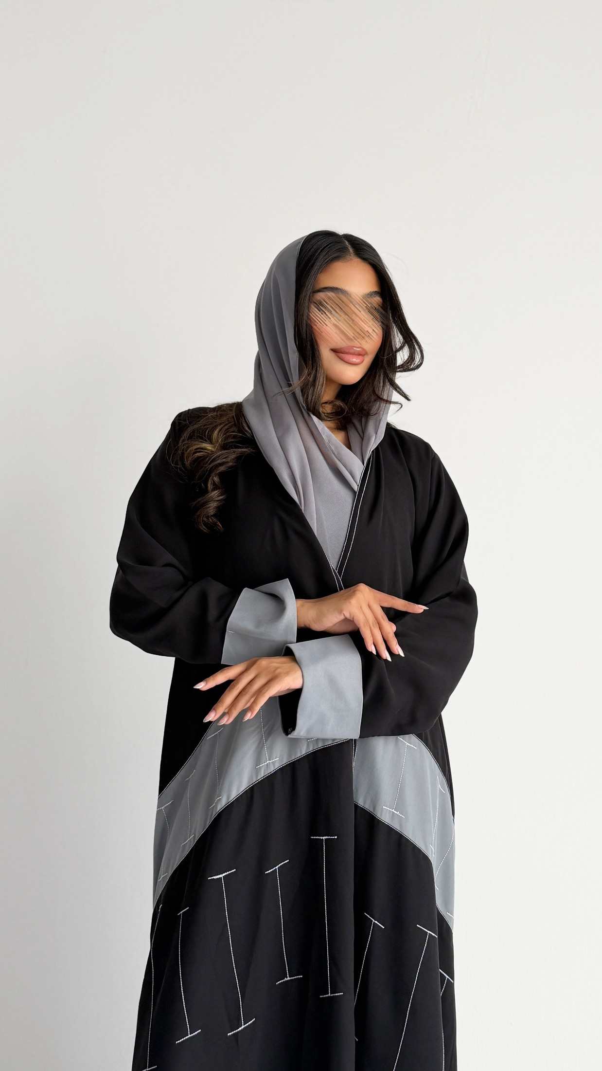 MWT4363 - عباية رايون بتدخيلة وخياط هندسي - Aya