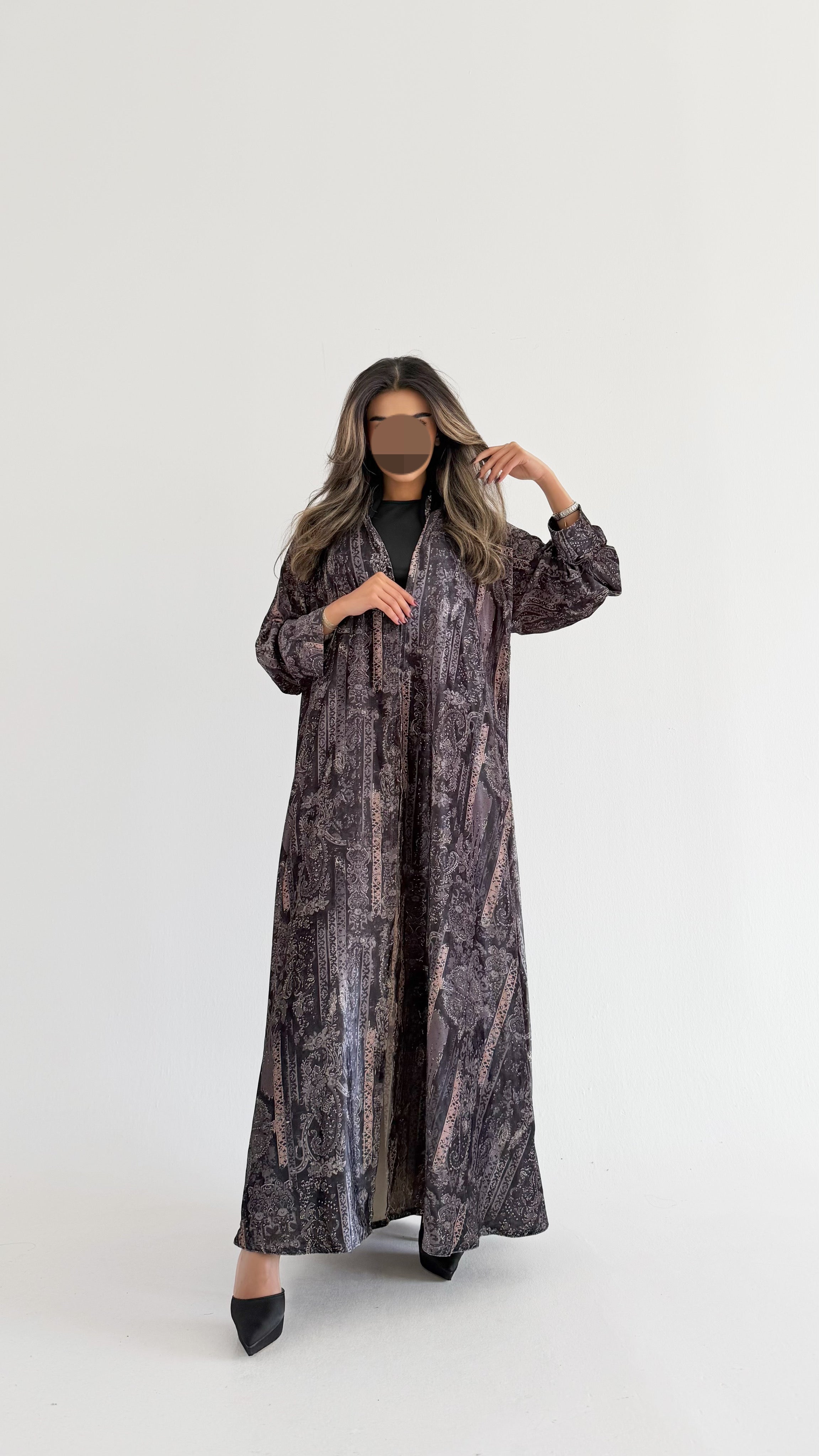 MWT713 - عباية ملونه مدموجه بألوان شتوية