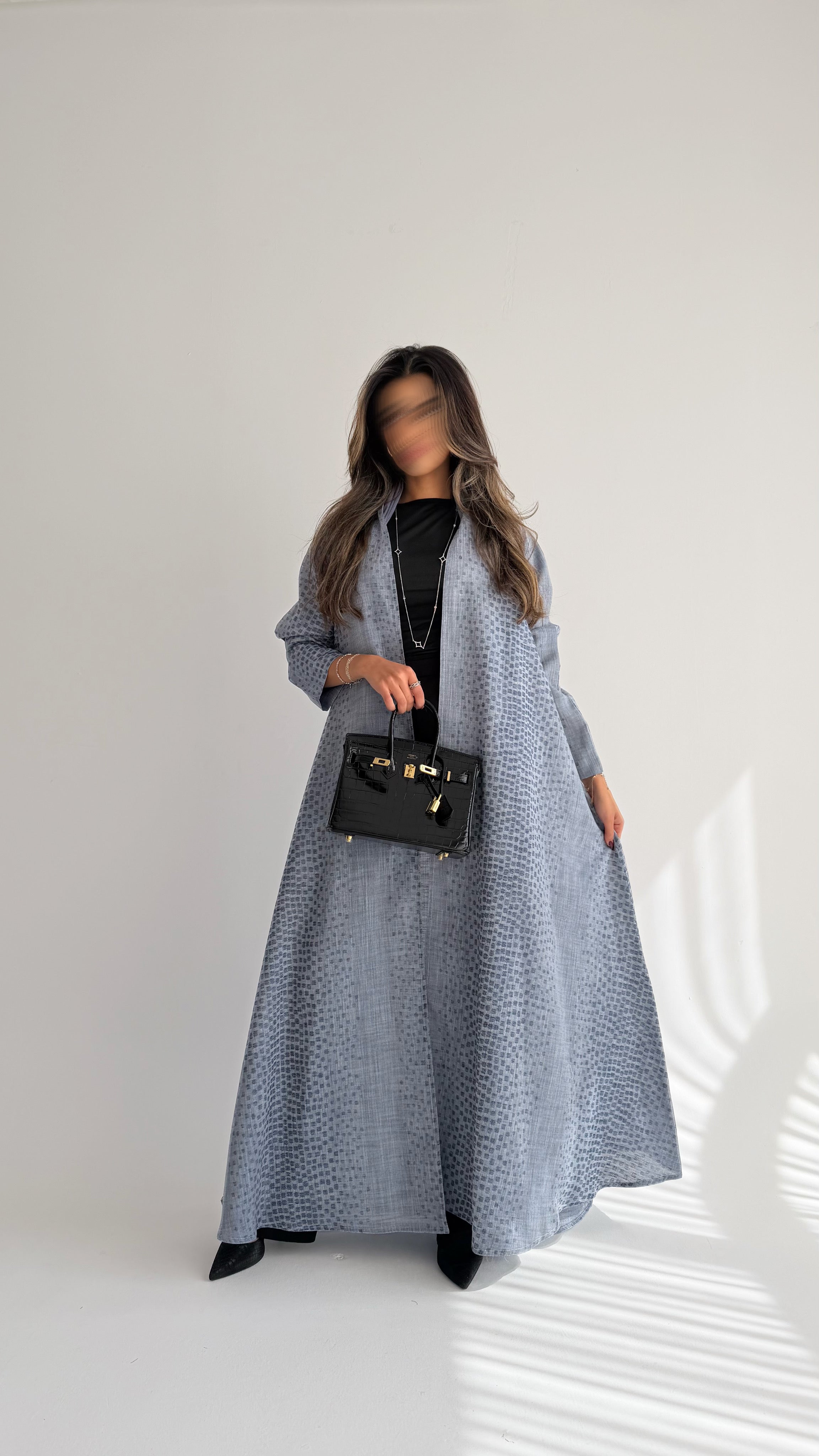 MWT717 - عباية لنن سماوي | baby blue linen abaya - Aya