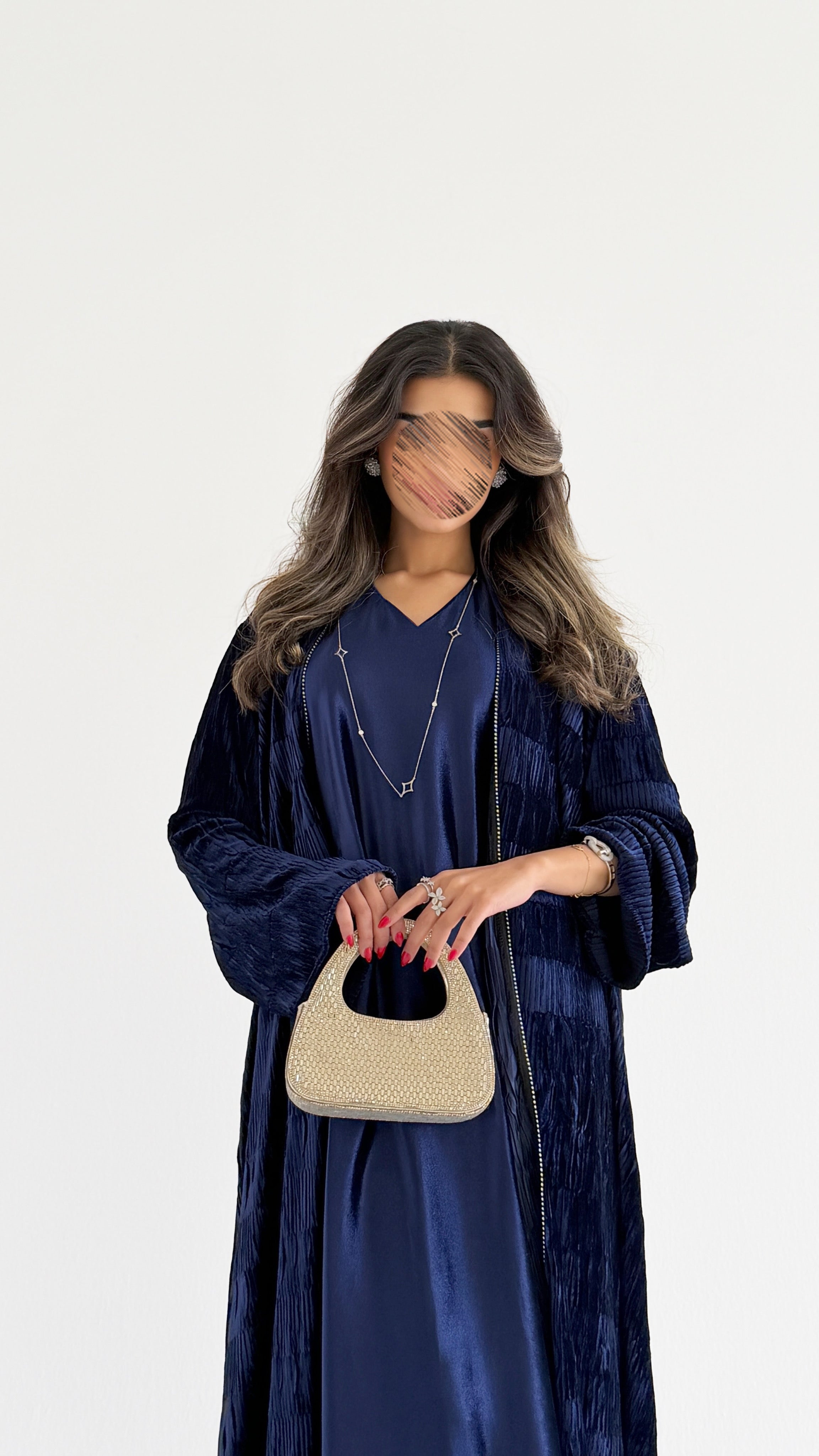 MWJ017 - جلابية شامواه مكسر بقطعتين فستان داخلي وقطعة من فوق - Aya