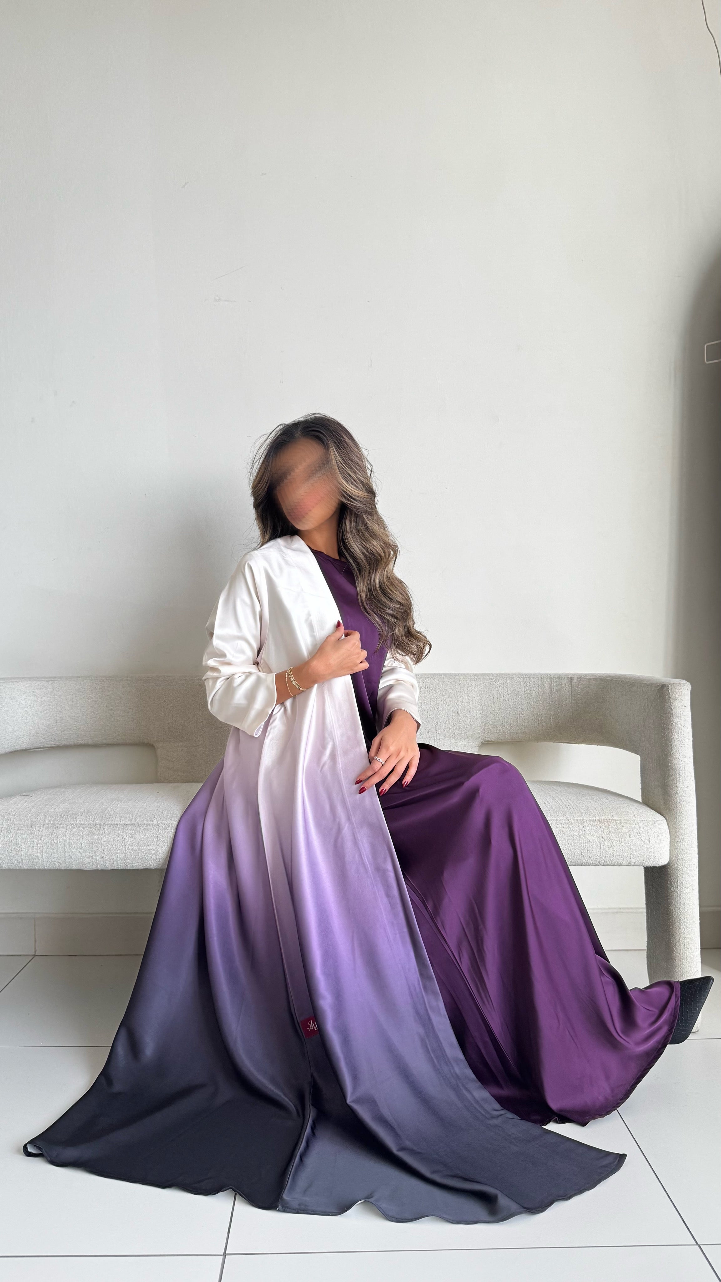 MW1821 - عباية حرير متداخل بالوان لمبرقيني مع اضافة فستان داخلي - Aya