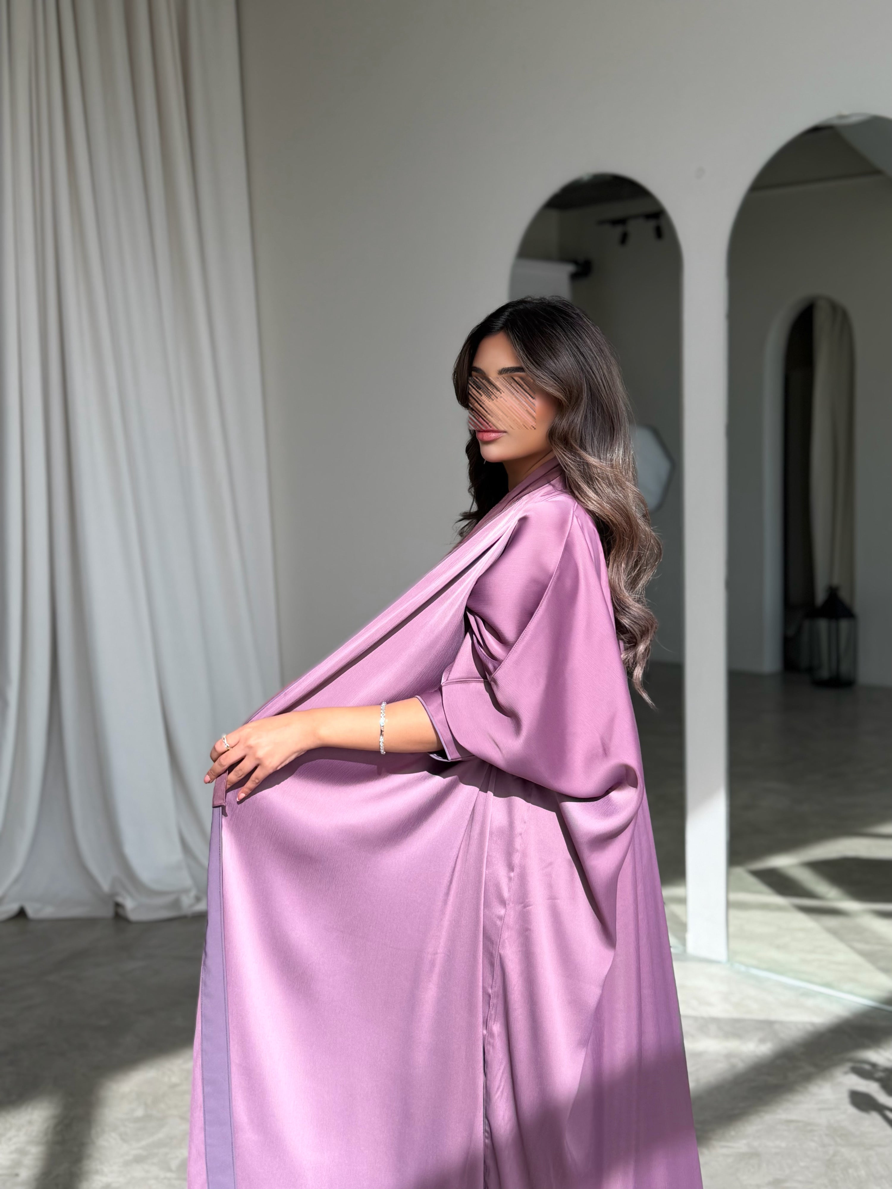 MWT775 - عباية كريب زهرية - Aya