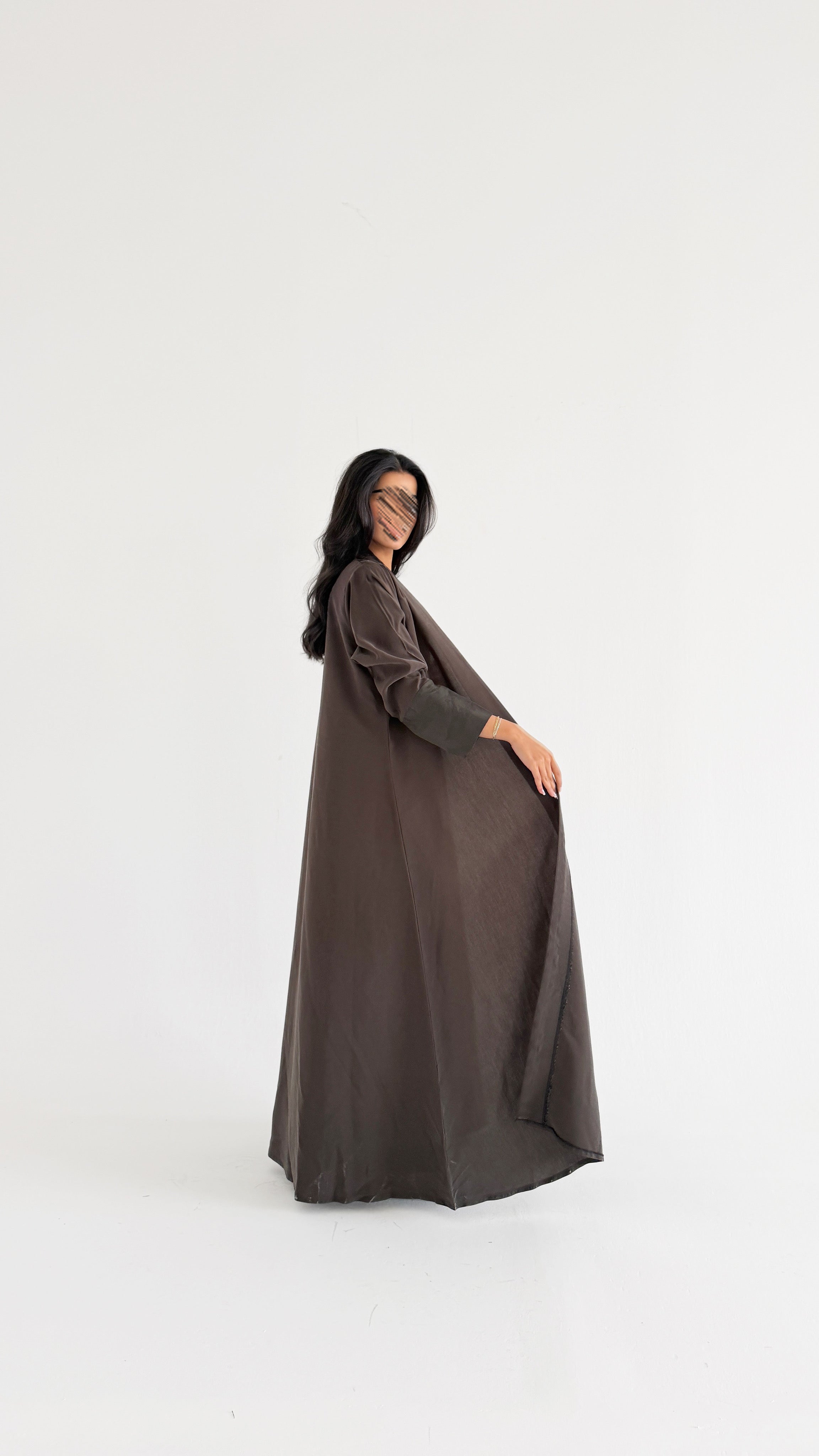 MWT5030 - عباية مع فستان تحتها | زيتي جاكار- كمية محدودة - Aya