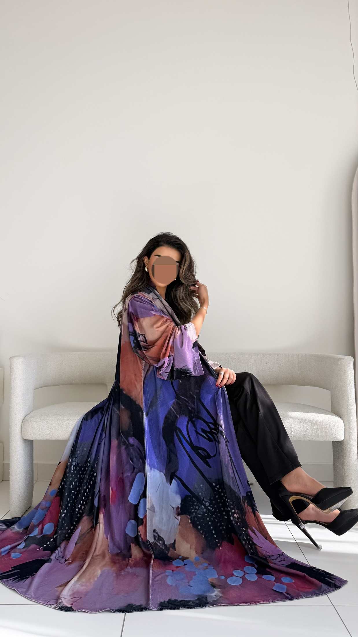 MWT890 - عباية مخمل طباعة - Aya