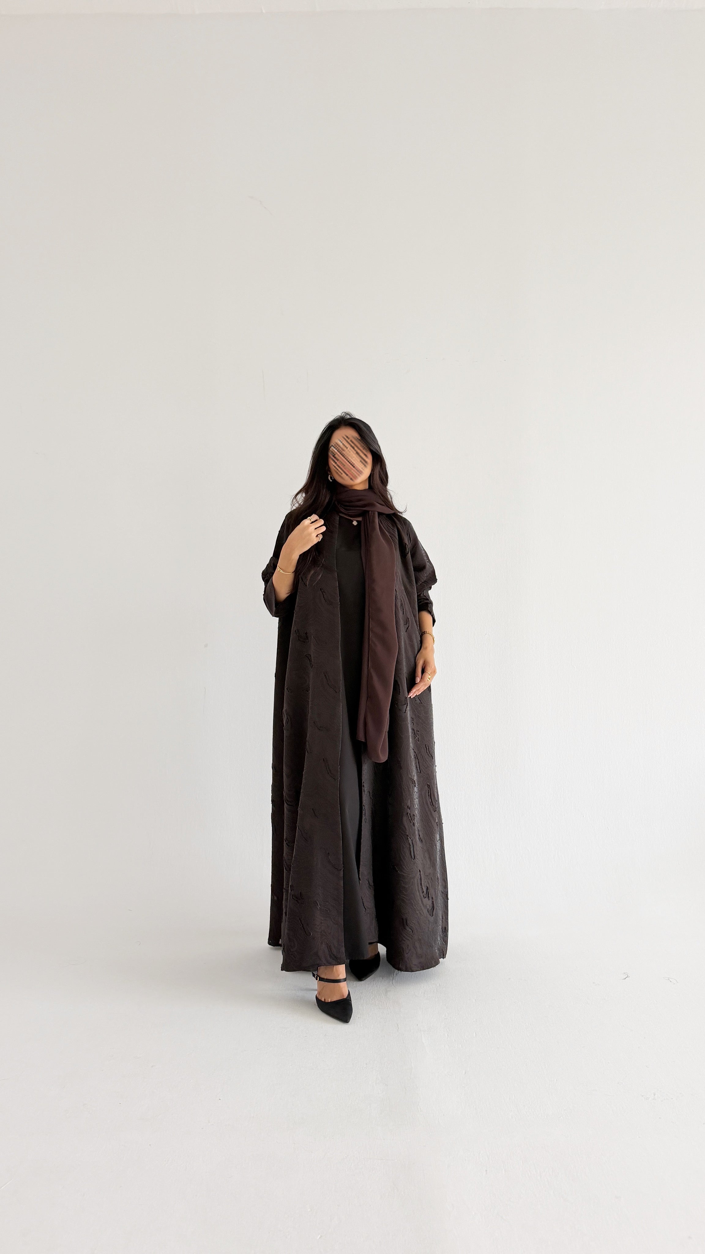 MW2145 - عباية جاكار نص كلوش بزخارف راقي وحصرية - Aya