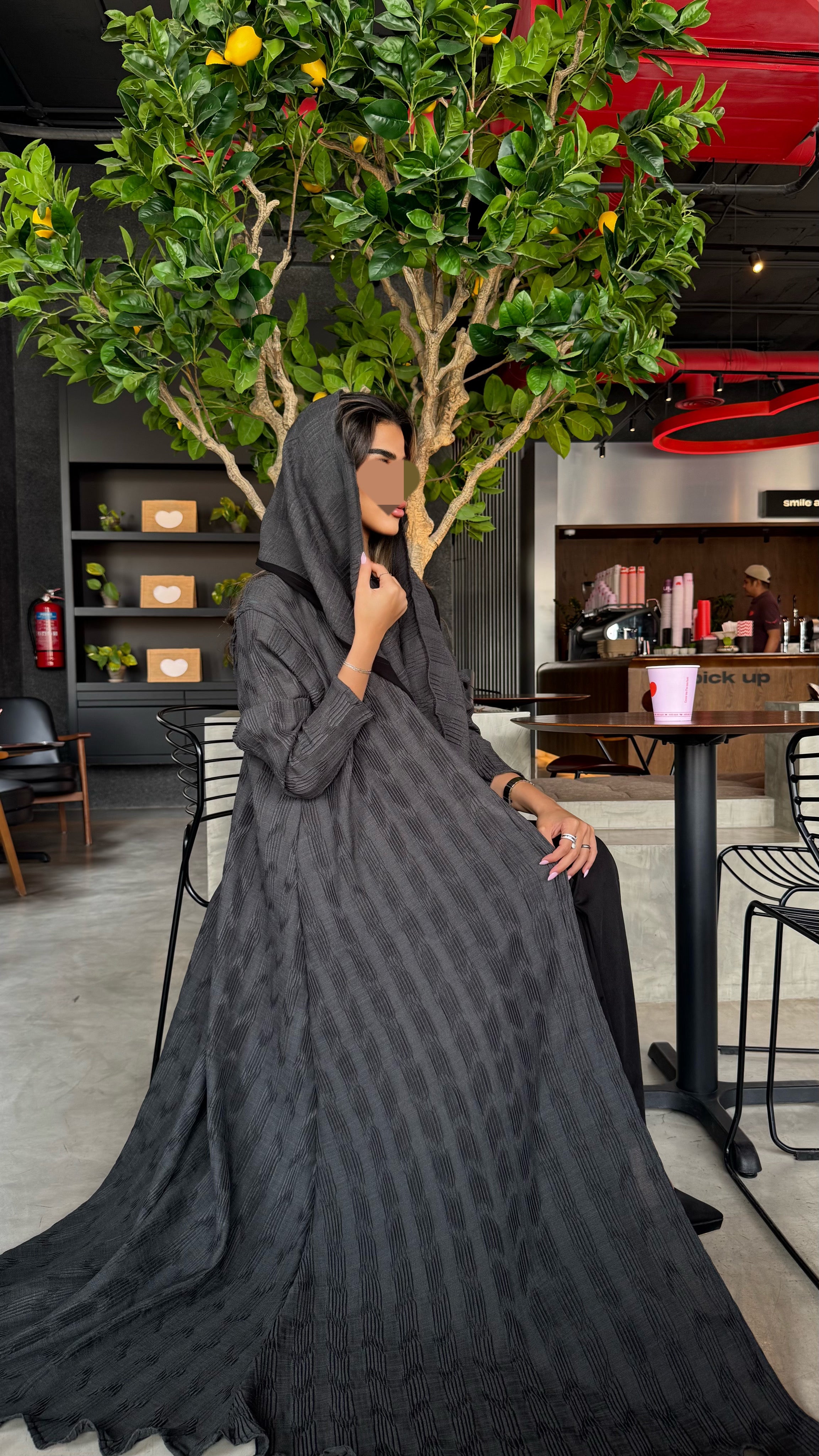 MWT404 -عباية كتان لينن مكسر - Aya