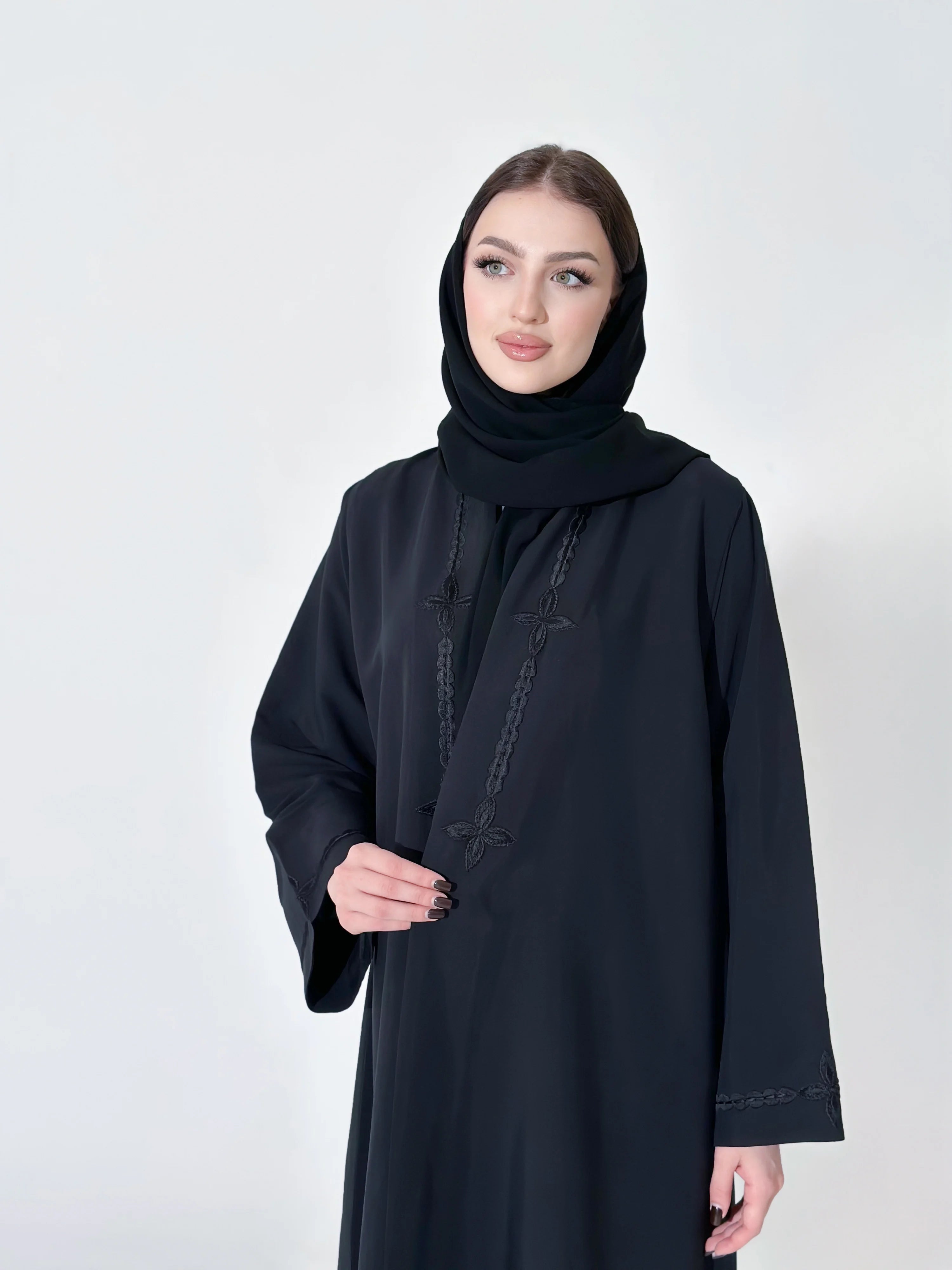 MW1255 - كريب الشرقيه اسود ربع كلوش - Aya