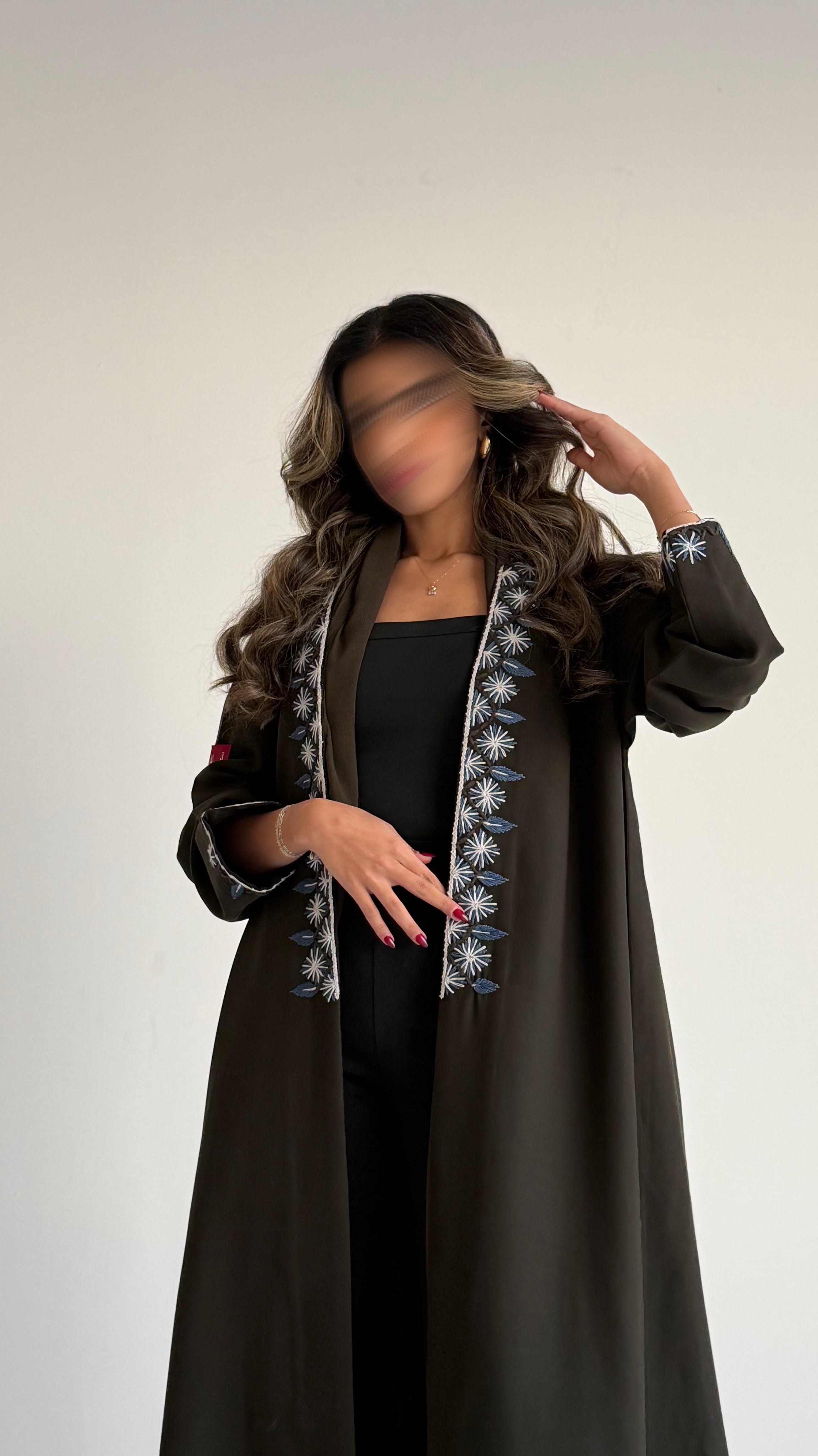 MWT677 - عباية زيتي تطريز - Aya