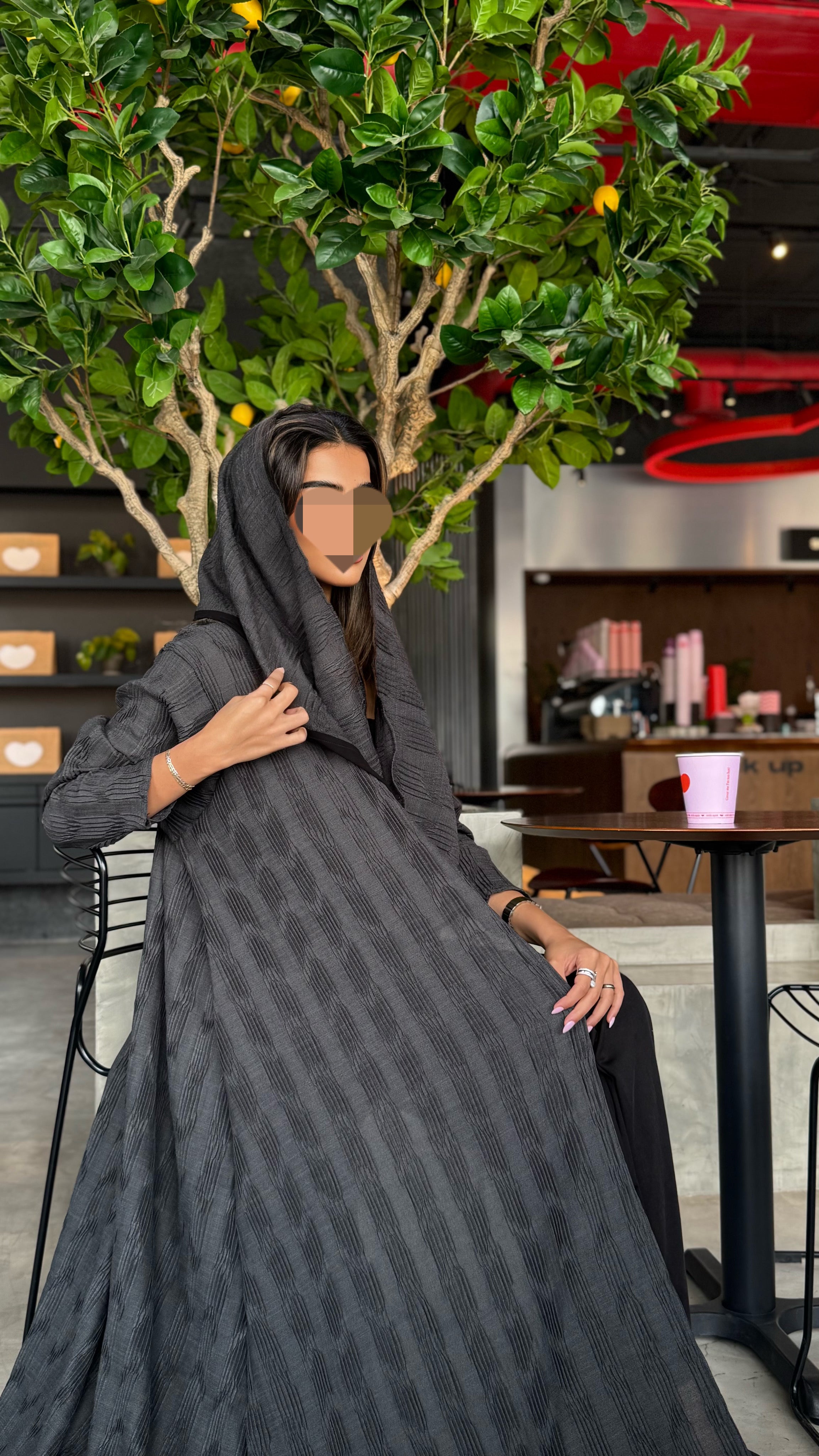 MWT404 -عباية كتان لينن مكسر - Aya