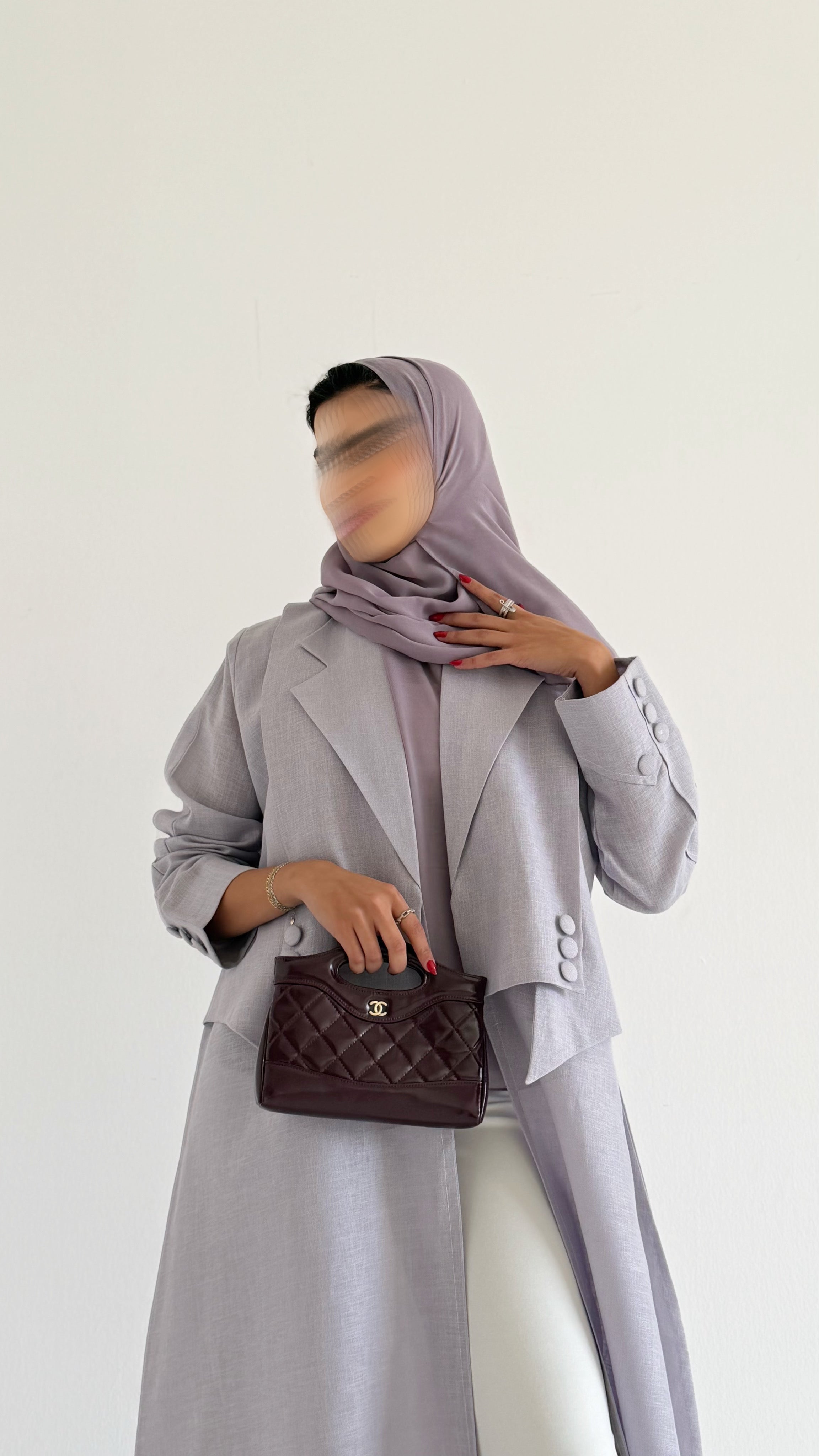 MW1500 - عباية لنن موف | Soft Lavender