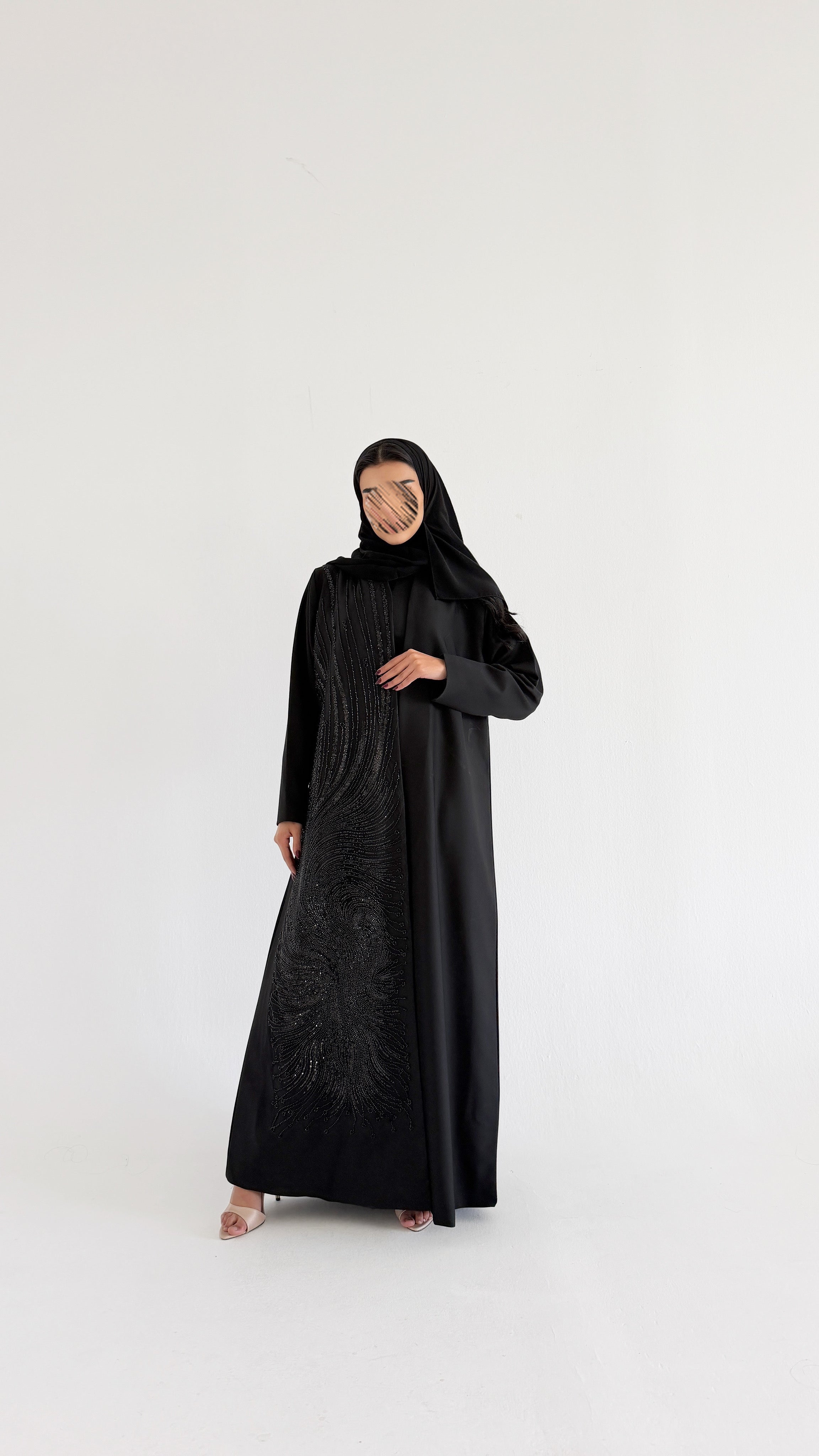MWT1092 - عبايه اسود اشك اسود - Aya