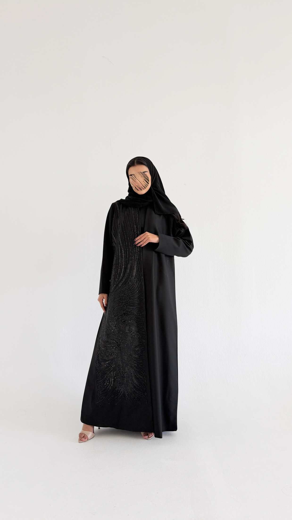 MWT1092 - عبايه اسود اشك اسود - Aya