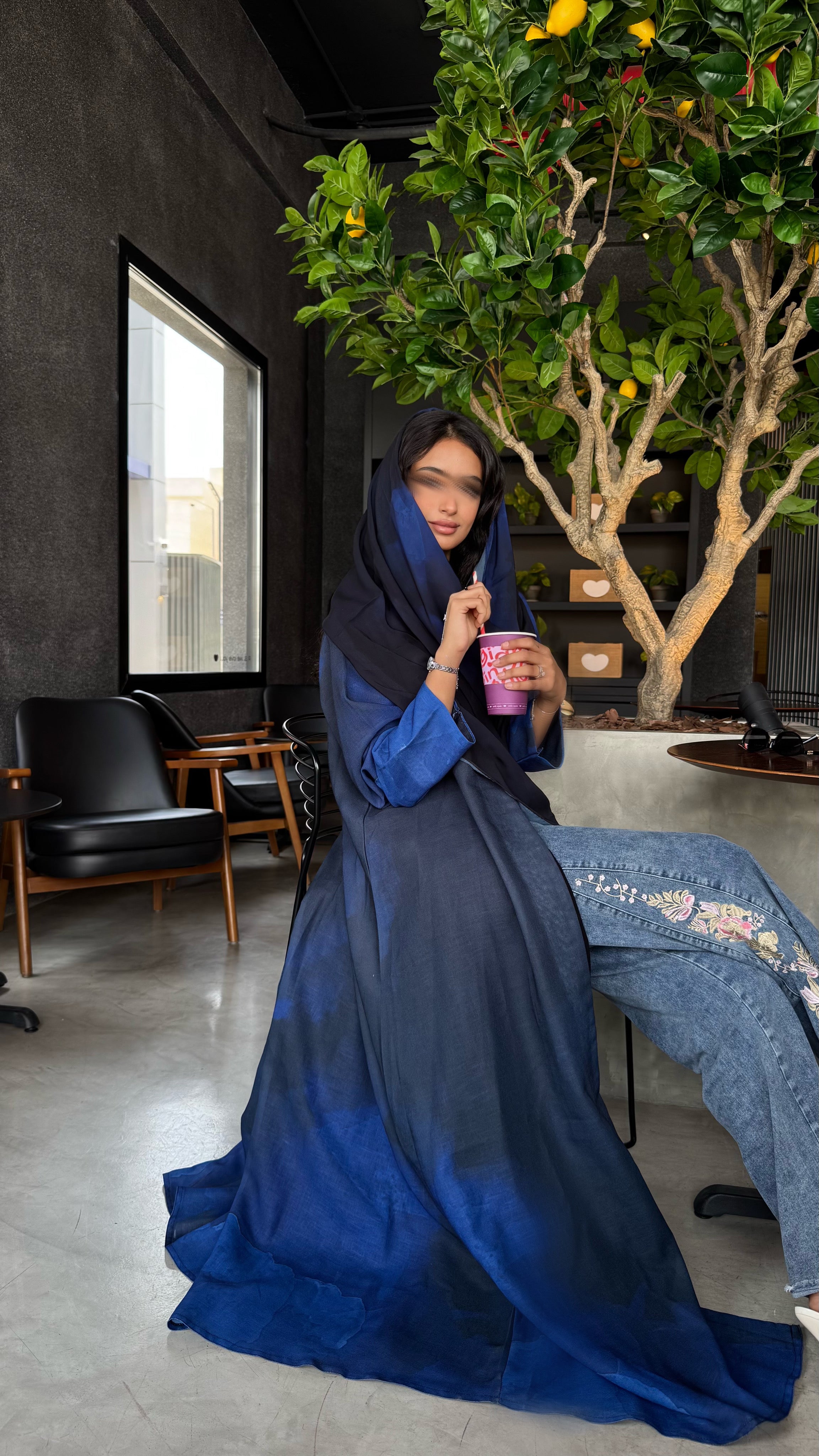MW1309 - لينن طباعه شيفون ربع كلوش - Aya