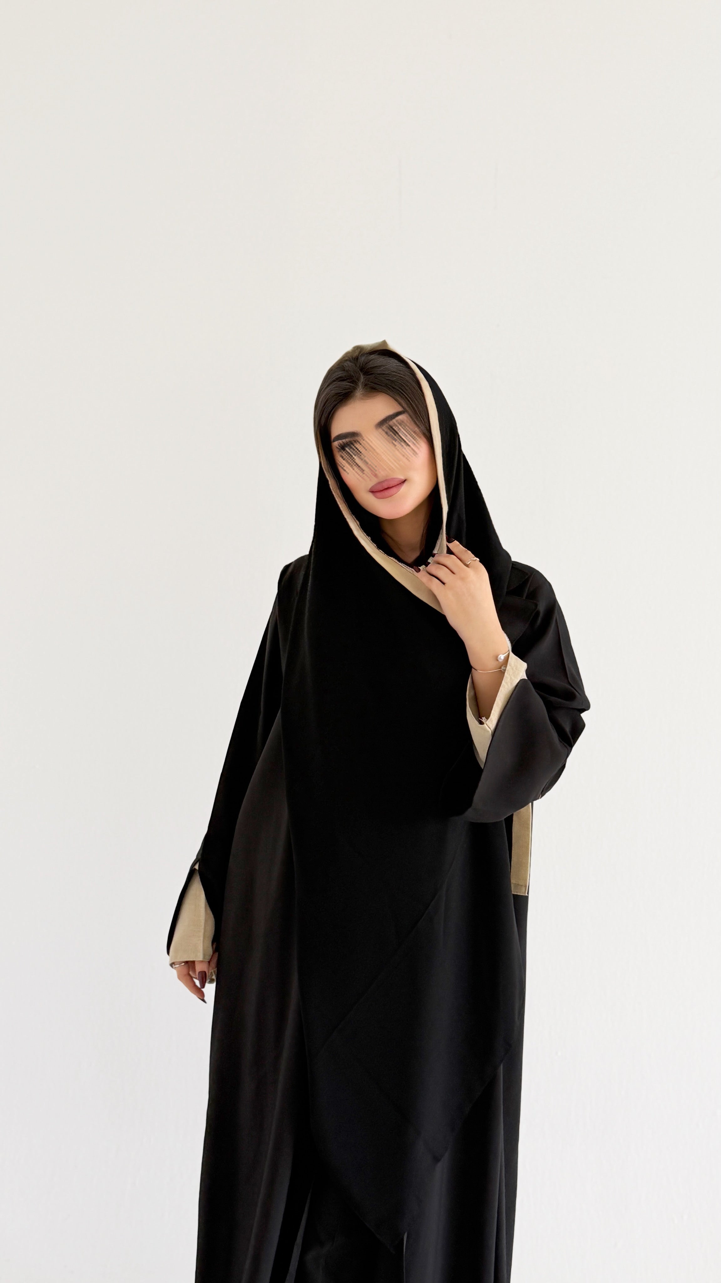 MW1401 - عباية حرير رسمية ياباني مع أكمام لنن - Aya