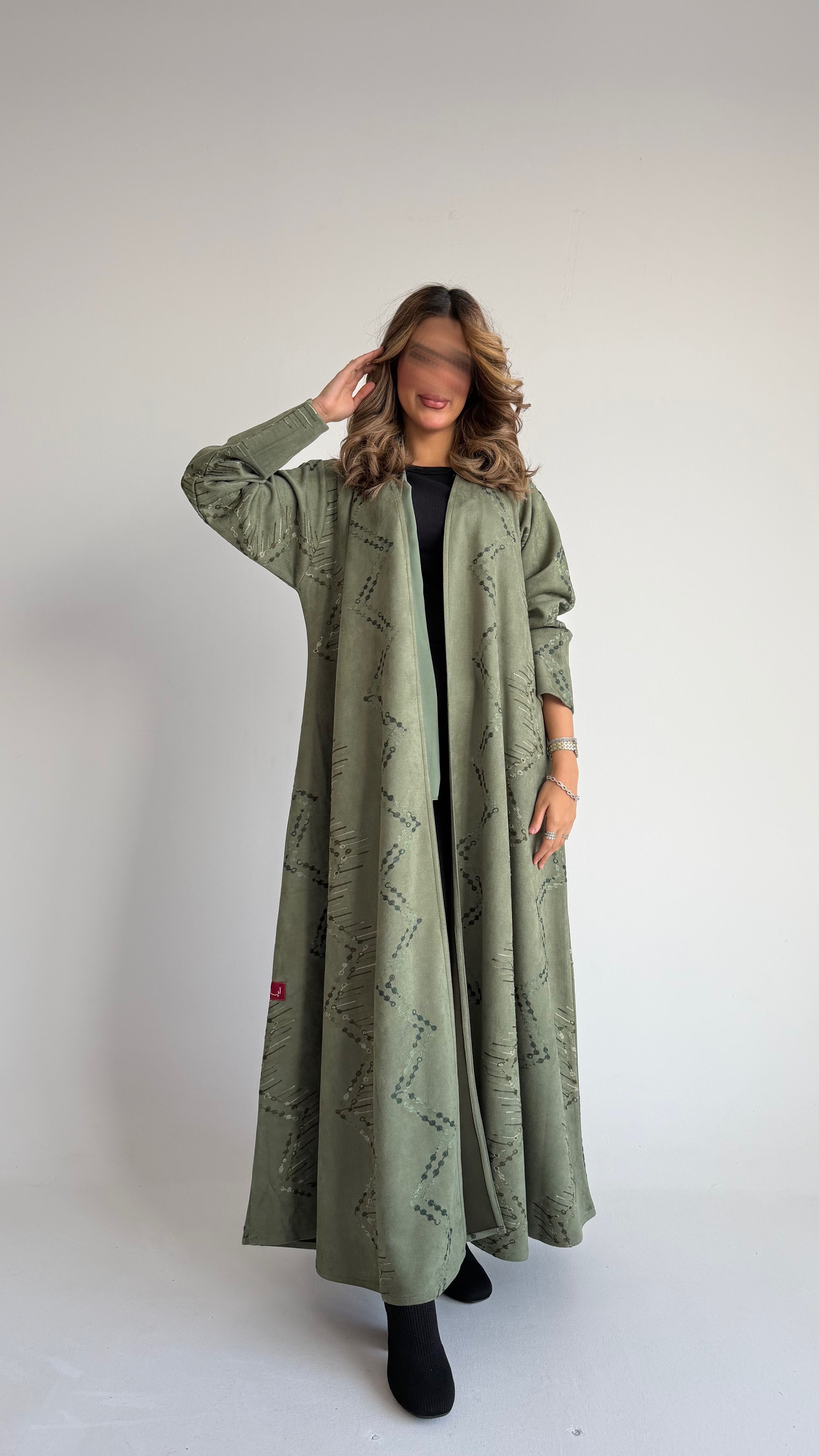 MWT580 - عباية شامواة زيتي - Aya