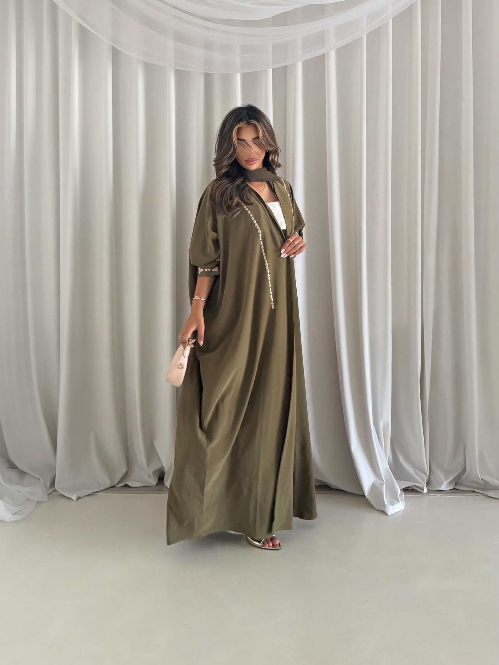 MWT2113 - Crepe Abaya with Front Embroidery - Aya
