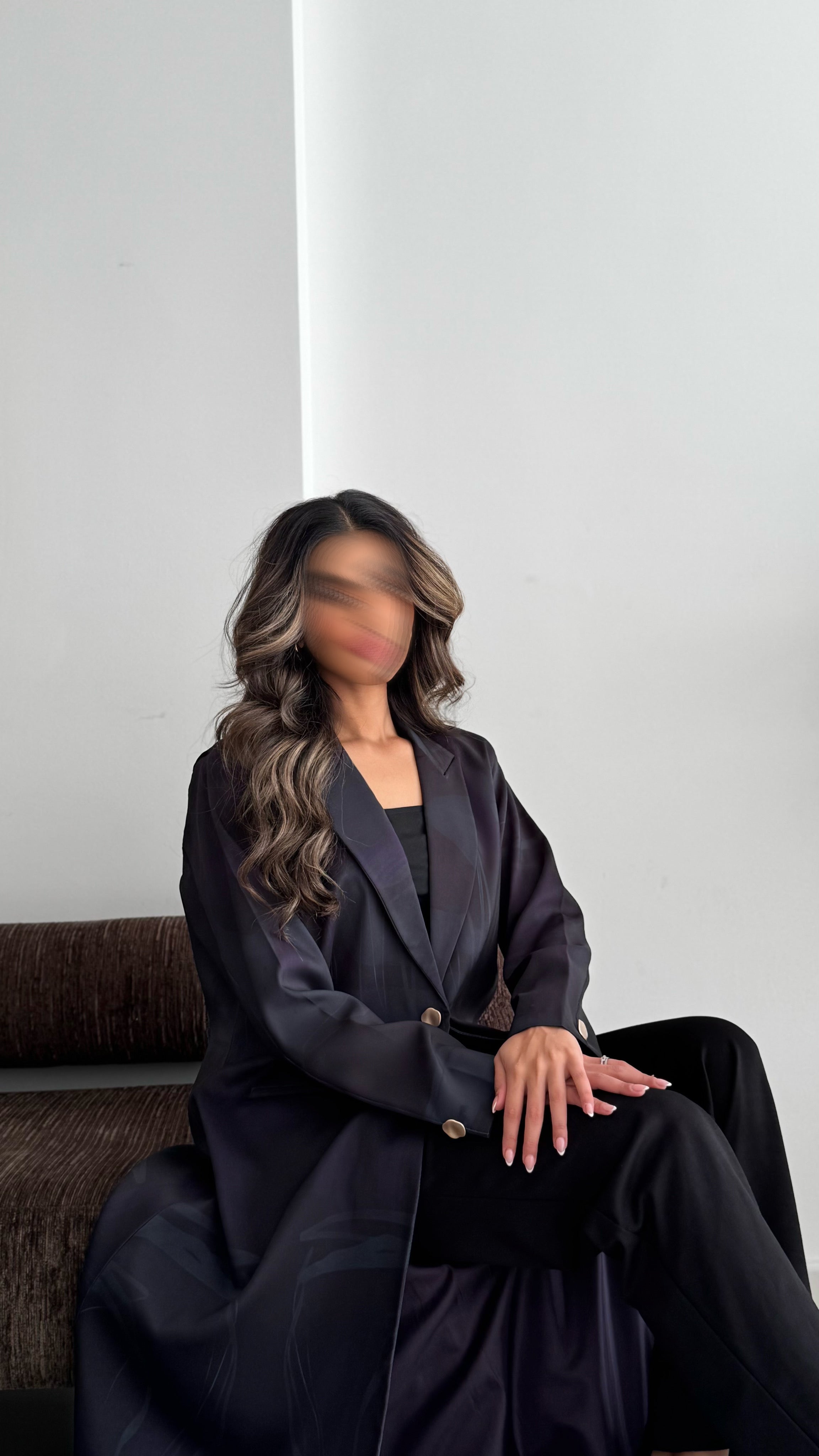 MWT836 - عباية بليزر طباعة | Printed Blazer Abaya - Aya