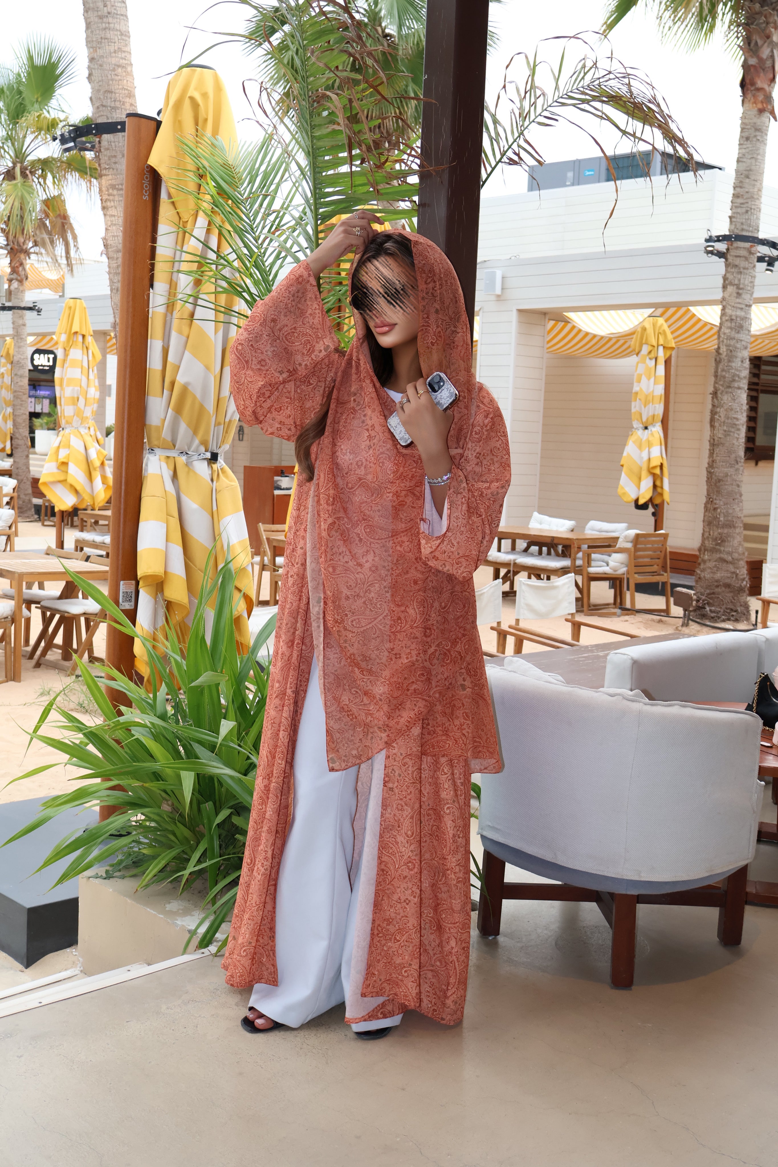 MWT5083 - قماش طباعه جورجيت اورنج مشجر - Aya