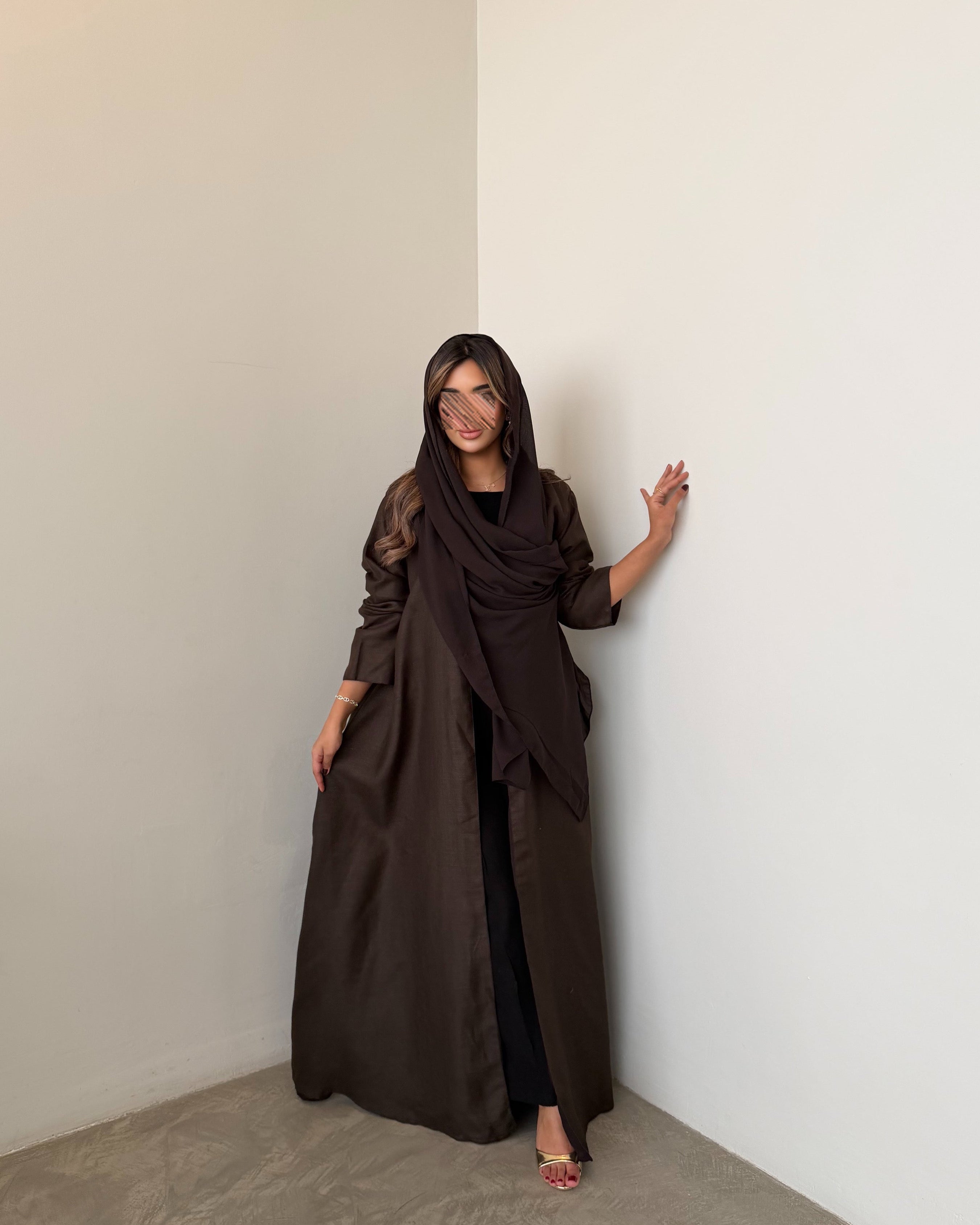 MWT1055 - عبايه بني لنن - Aya