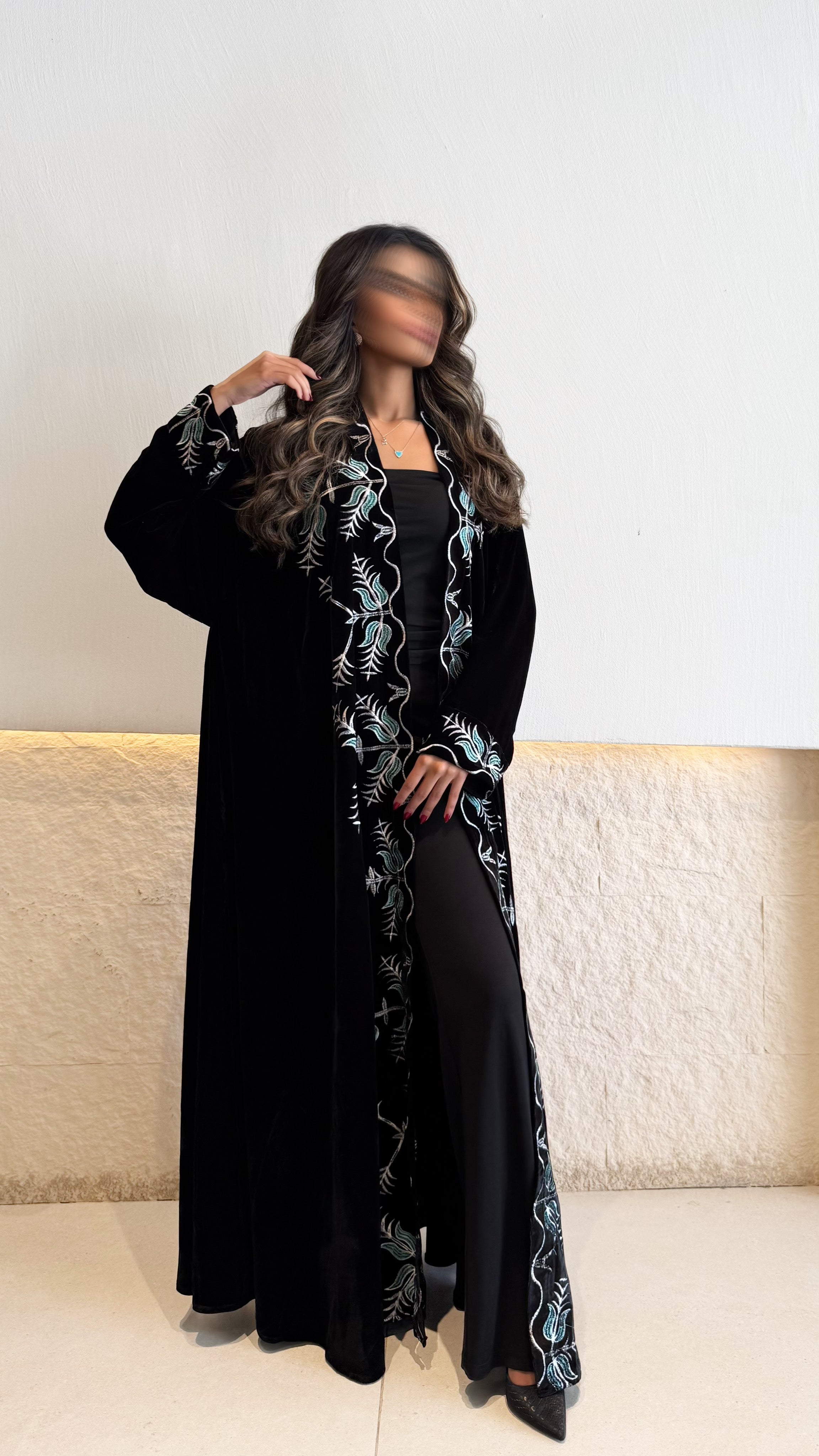 MW1781 - قماش مخمل دبل كلوش تطريز كمبيوتر - Aya