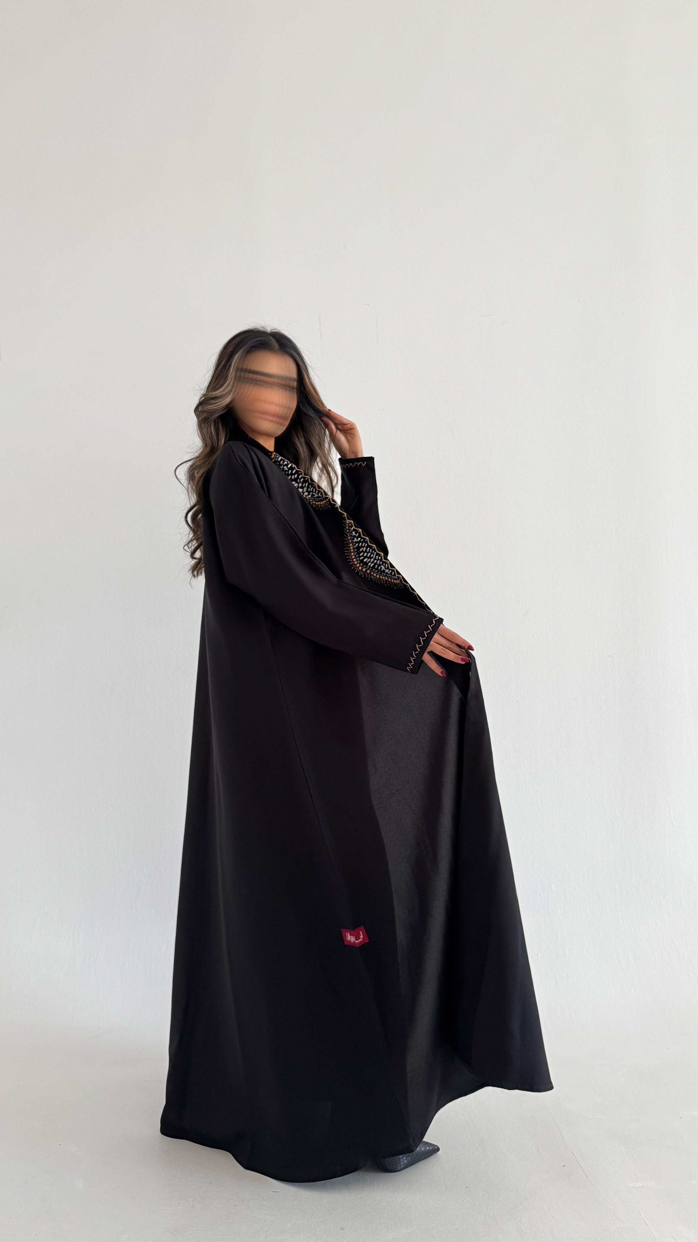 MWT637 - عباية اسود تطريز وشك - Aya