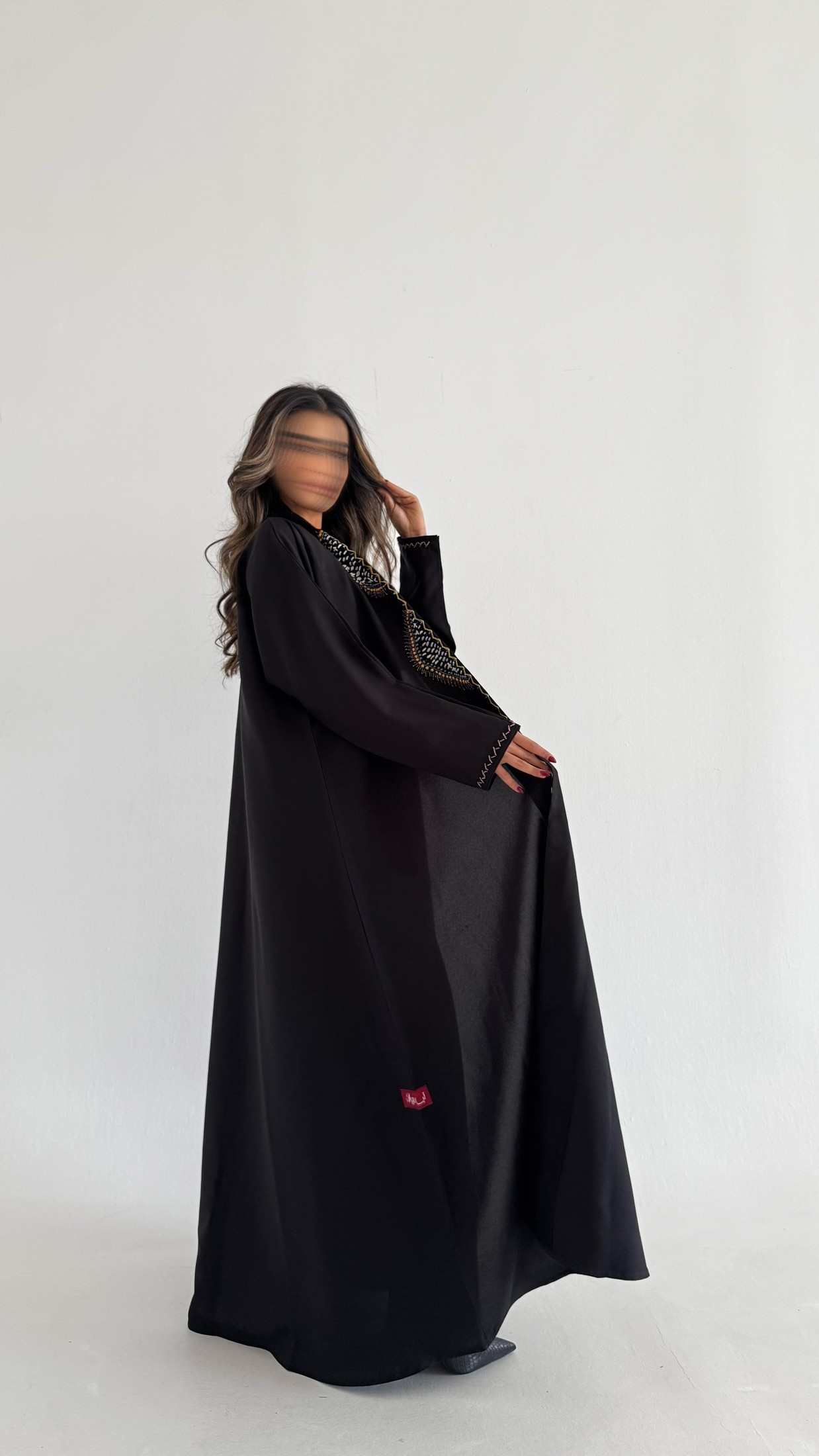 MWT637 - عباية اسود تطريز وشك - Aya