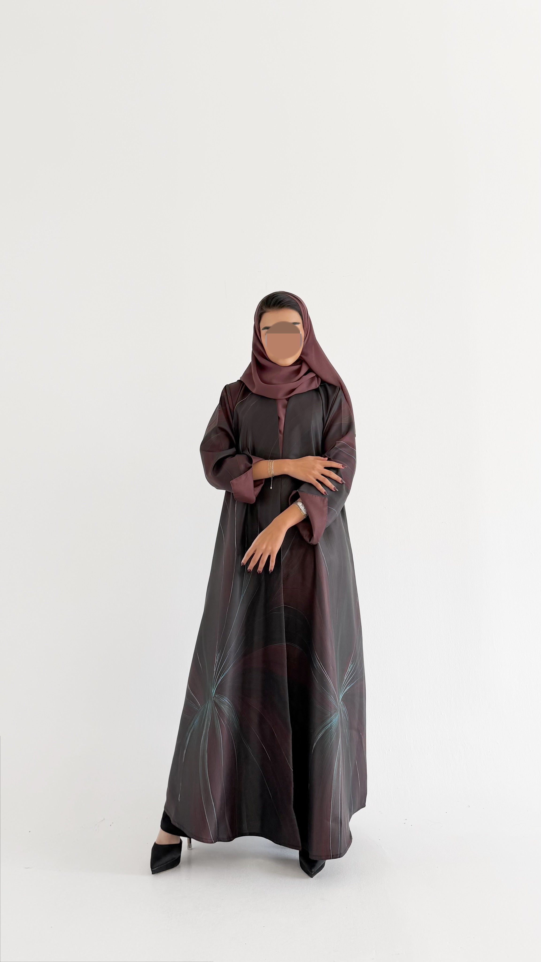 MWT386 - عباية اسود ملون - Aya