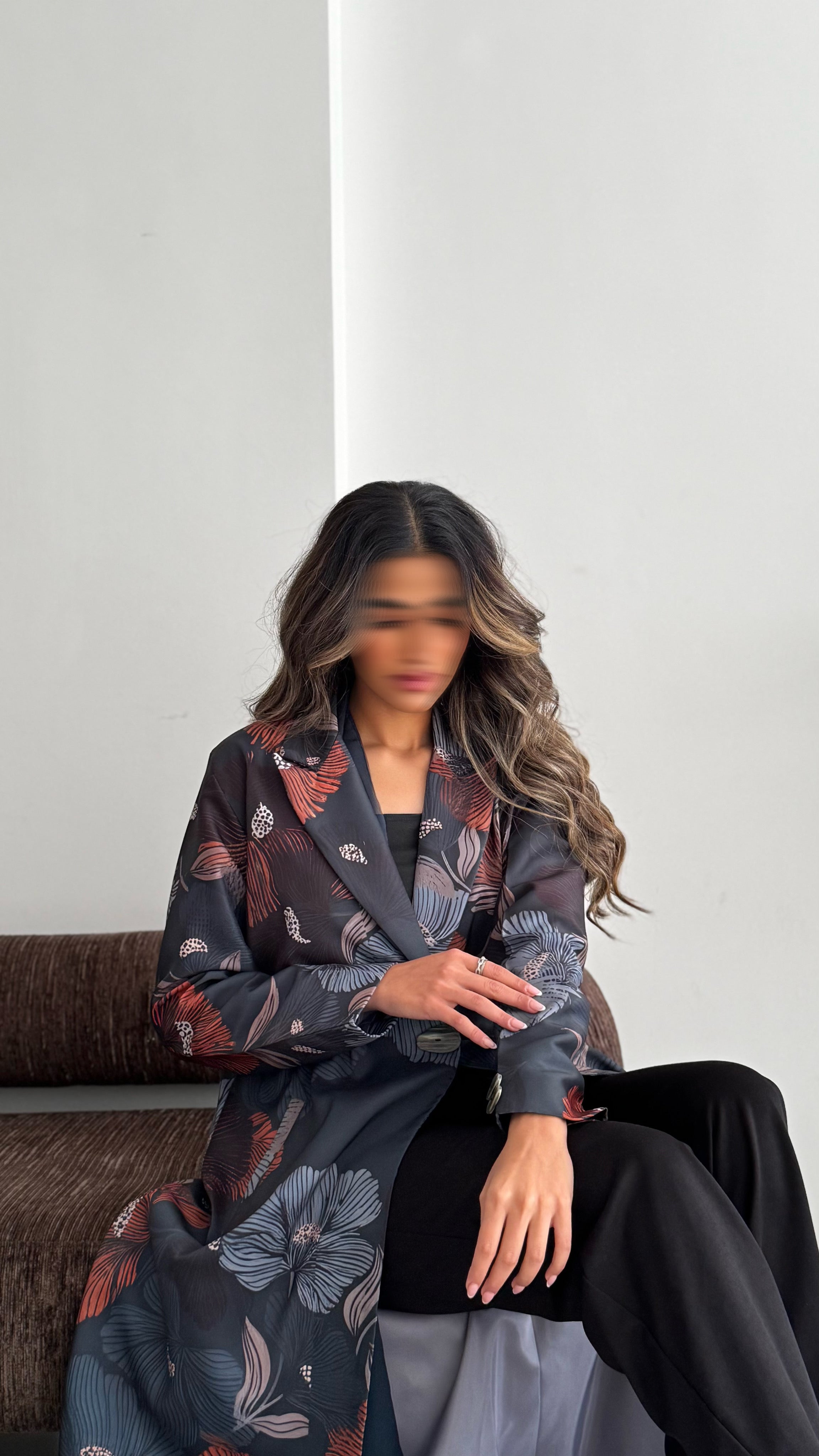MWT842 - عباية بليزر طباعة | Printed Blazer Abaya - Aya