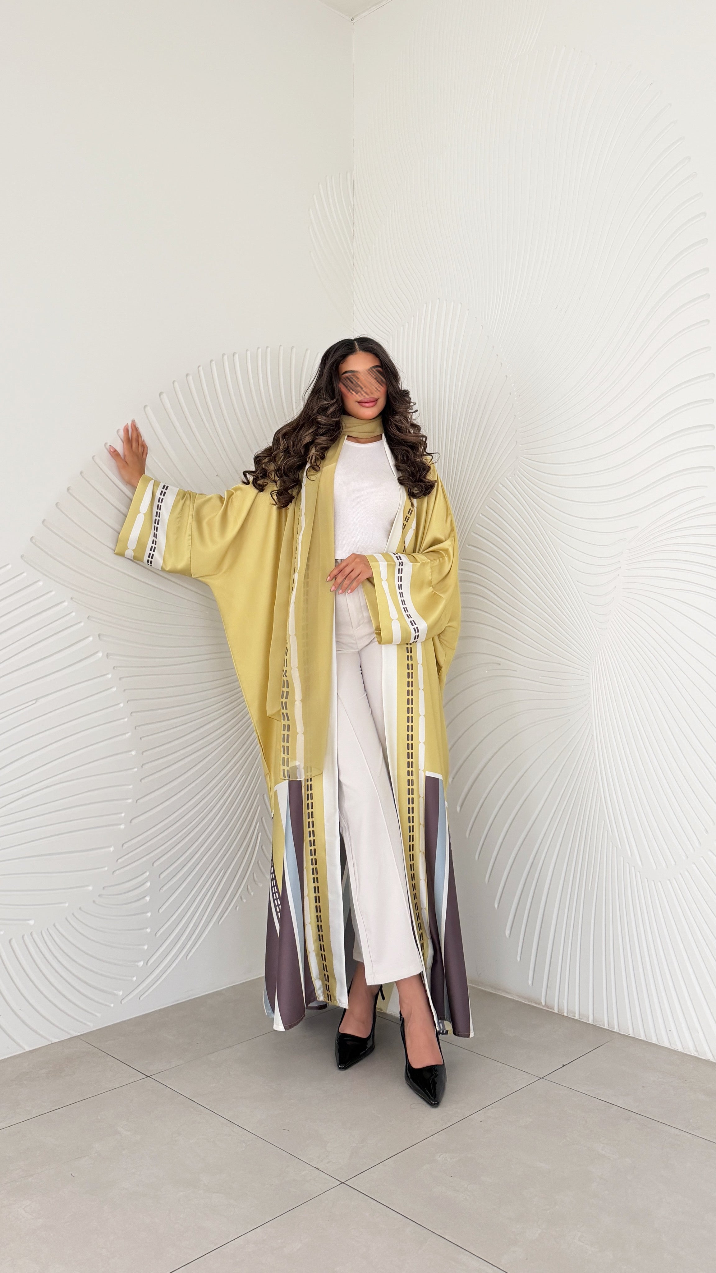 MWT1202 - عباية مخطط ملون |Colorful striped abaya