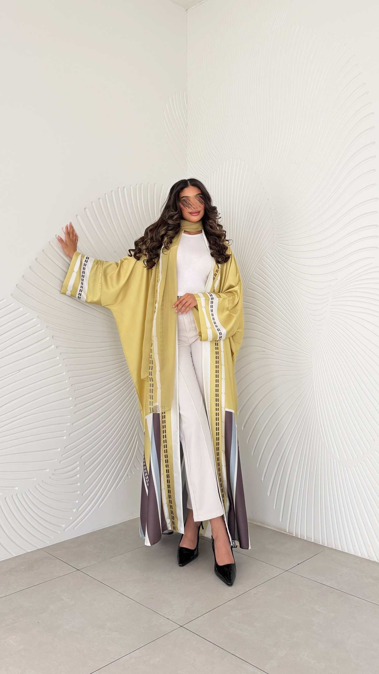 MWT1202 - عباية مخطط ملون |Colorful striped abaya