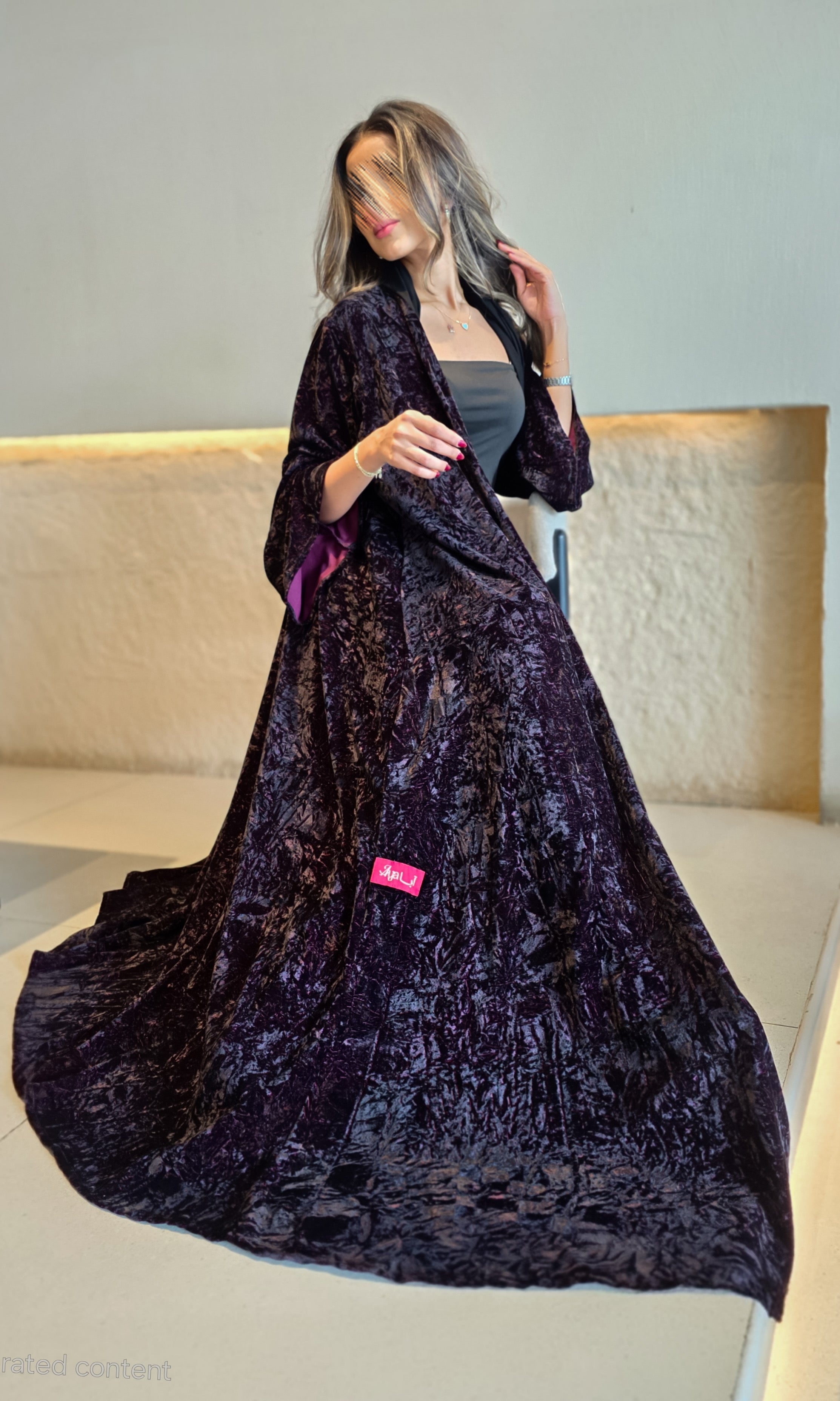 MW1771 - عباية مخمل مشجرة - Aya