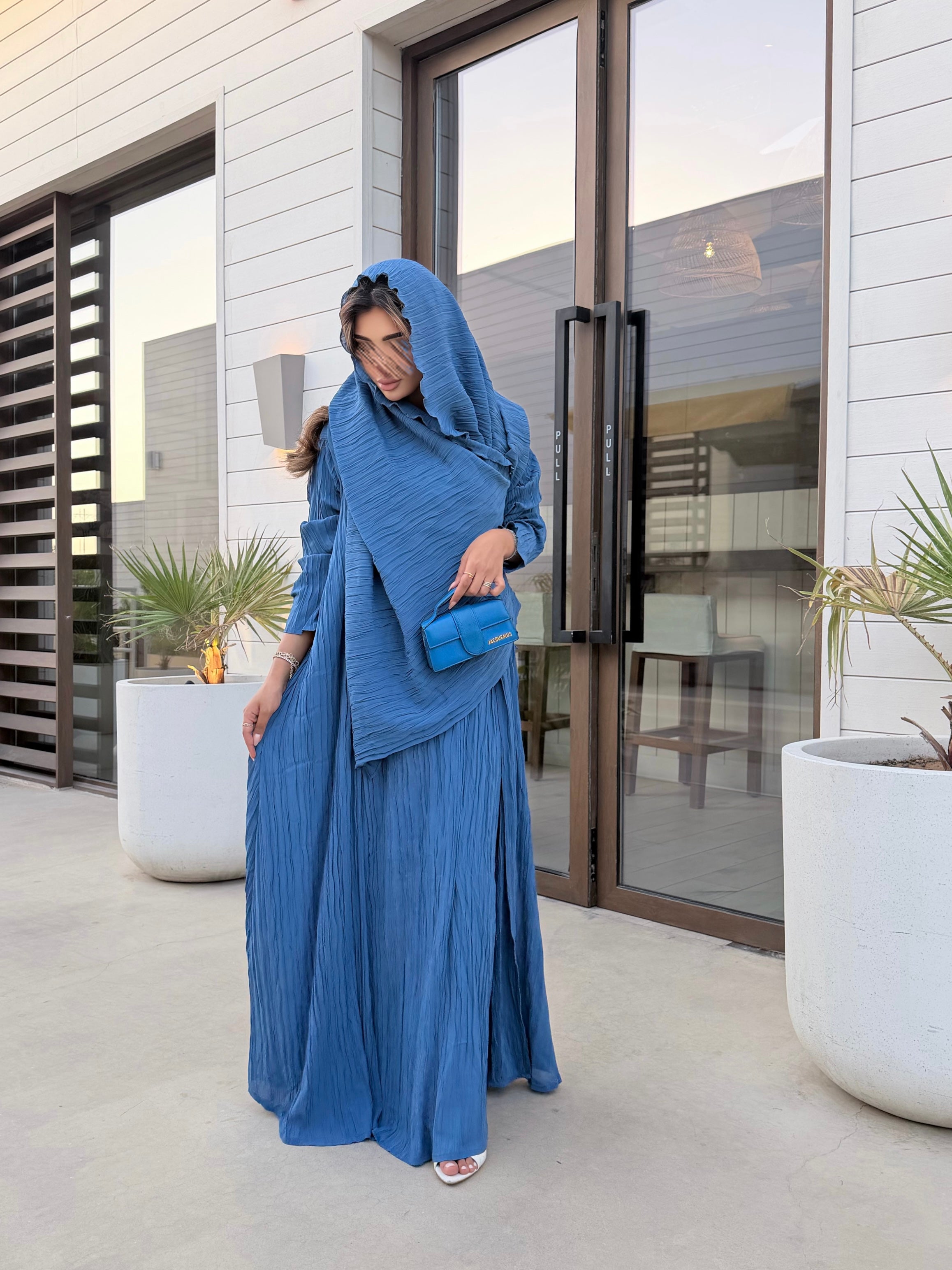 MWT5110 - قماش شيفون لاسيه عبايه مع فستان داخلي قماش مكسر - Aya