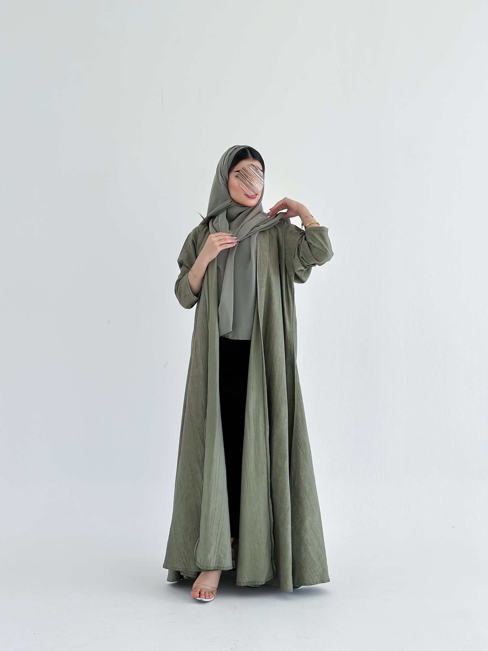 MWT2004 - عبايه لنن نص كلوش - Aya