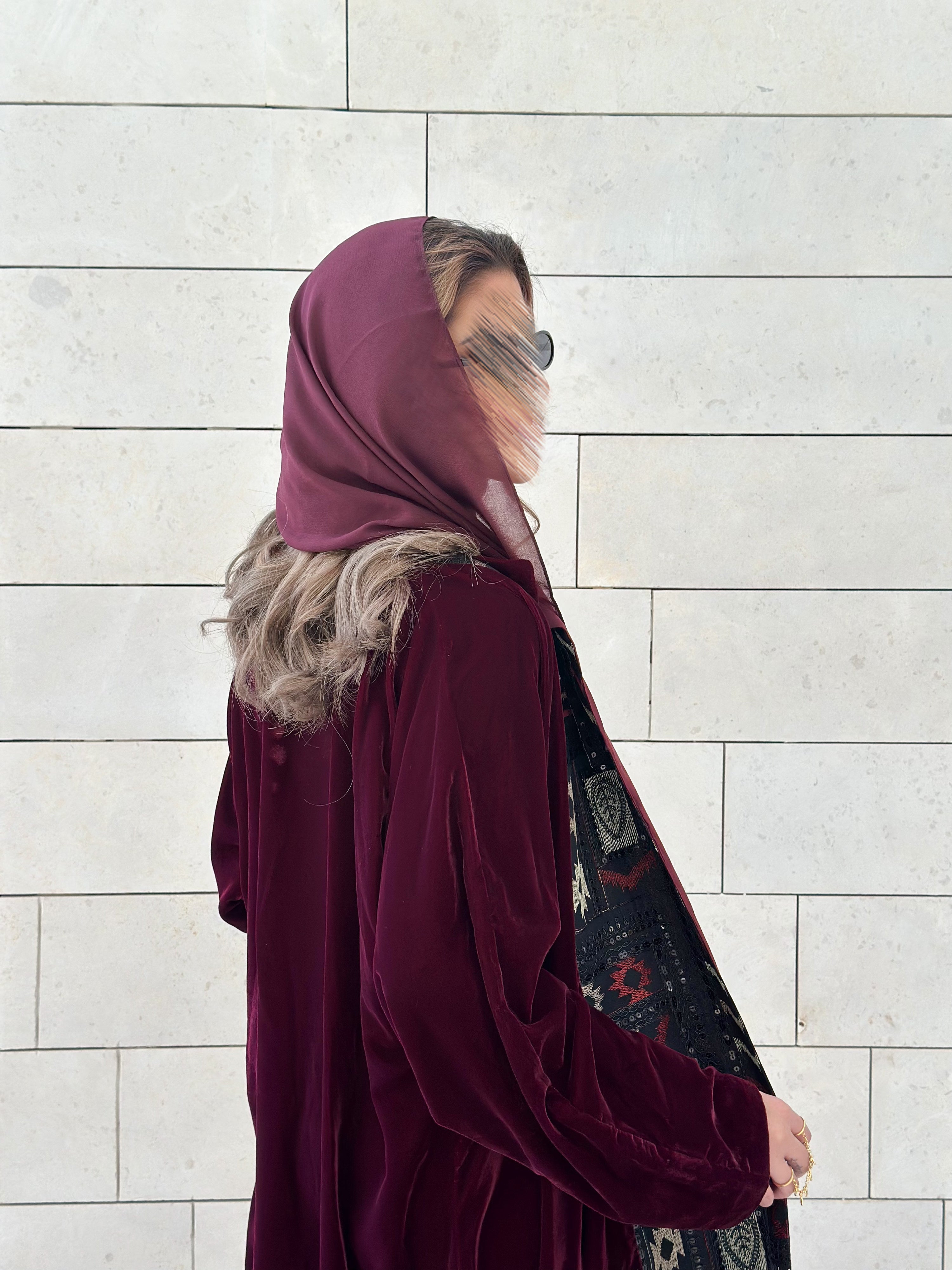 MW645 - Light Crepe Standing with Jacquard Half-Cloche