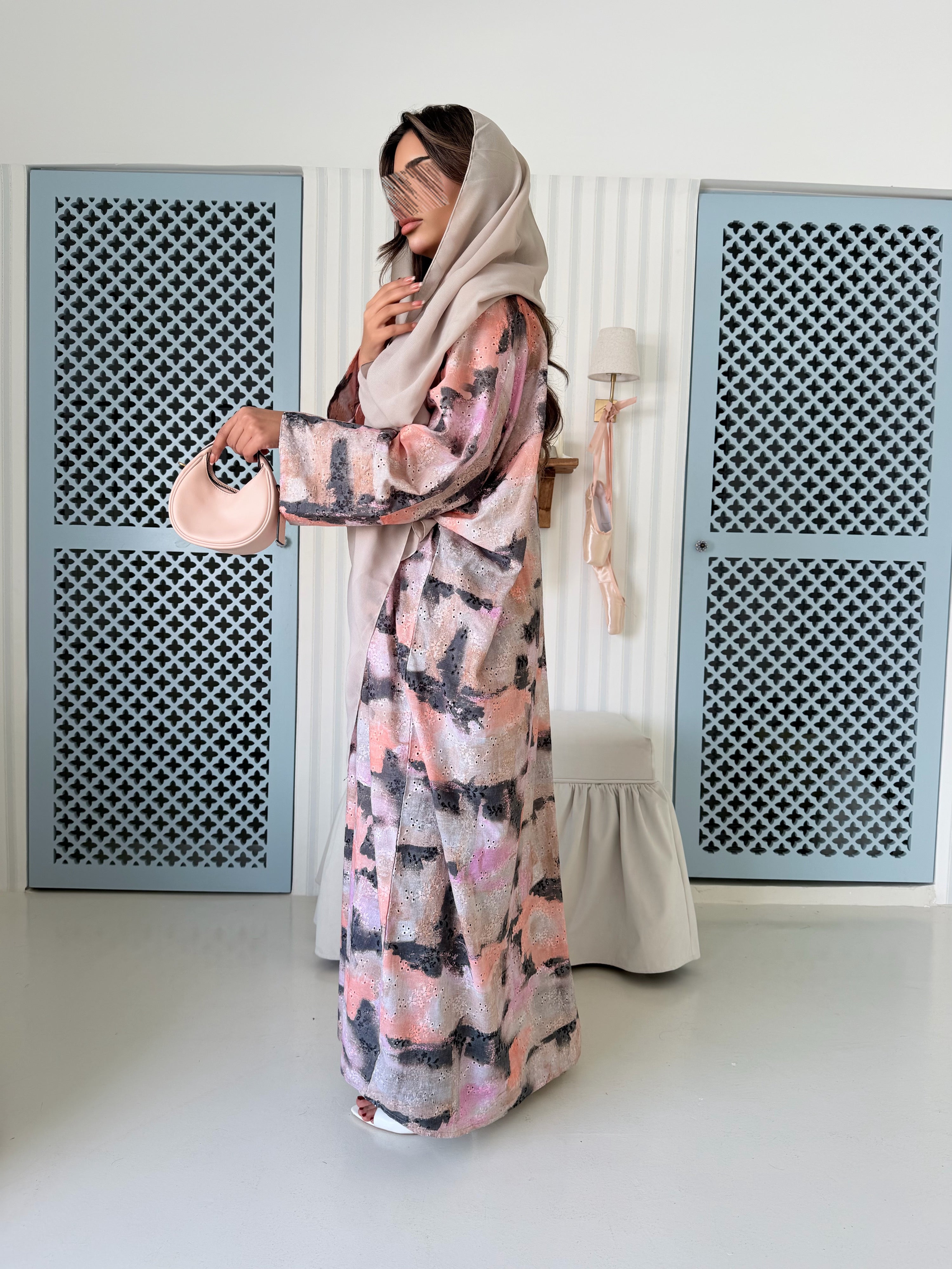 MWT5011 - عباية ركامه مشجر طباعة ربع كلوش - Aya