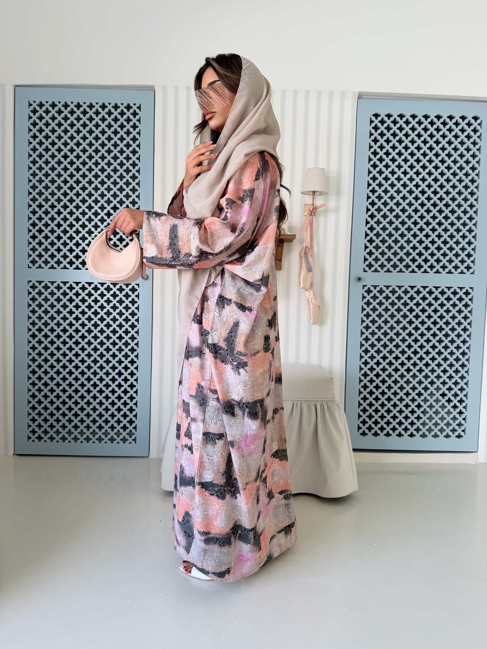 MWT5011 - عباية ركامه مشجر طباعة ربع كلوش - Aya