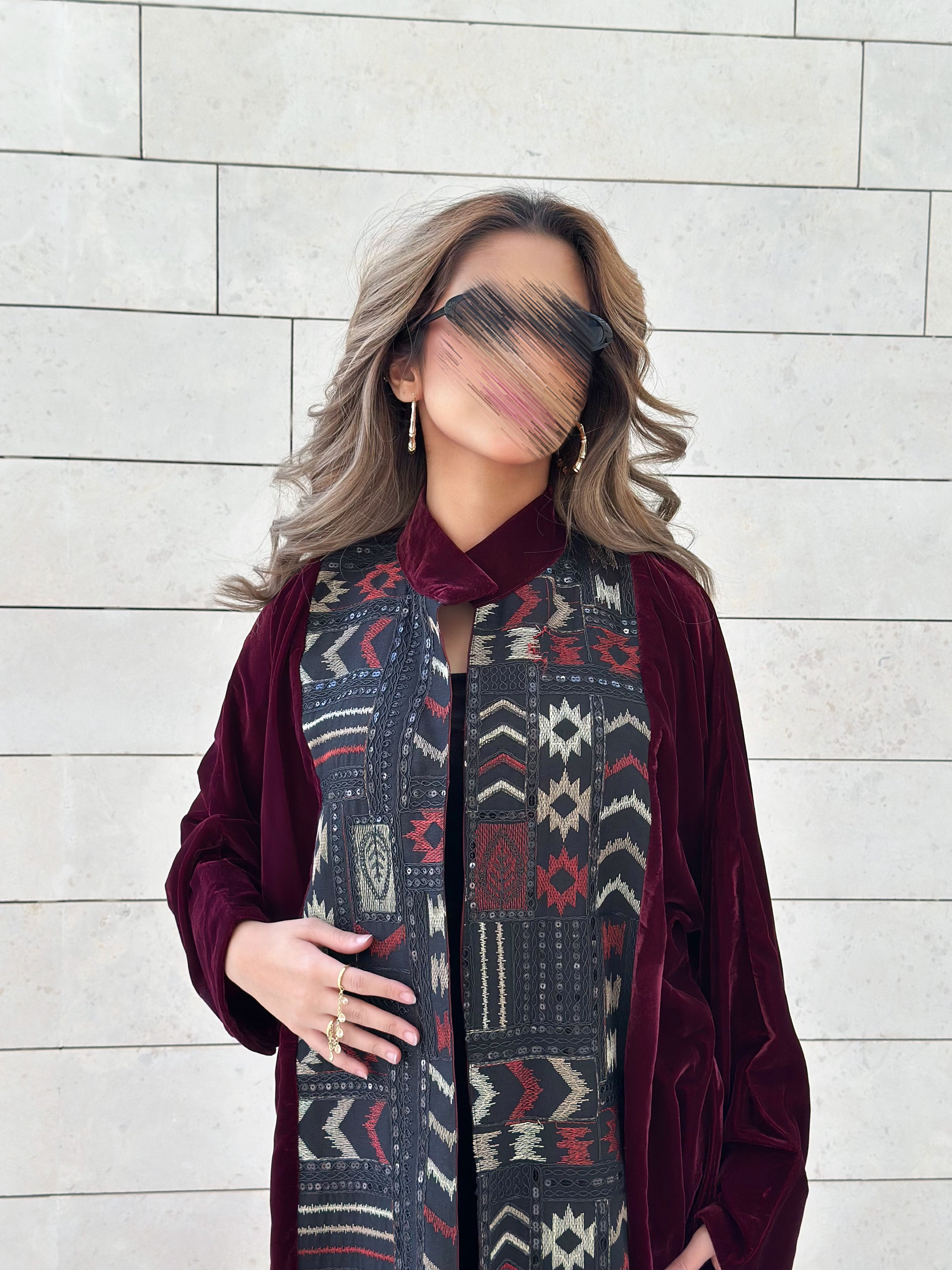 MW645 - Light Crepe Standing with Jacquard Half-Cloche