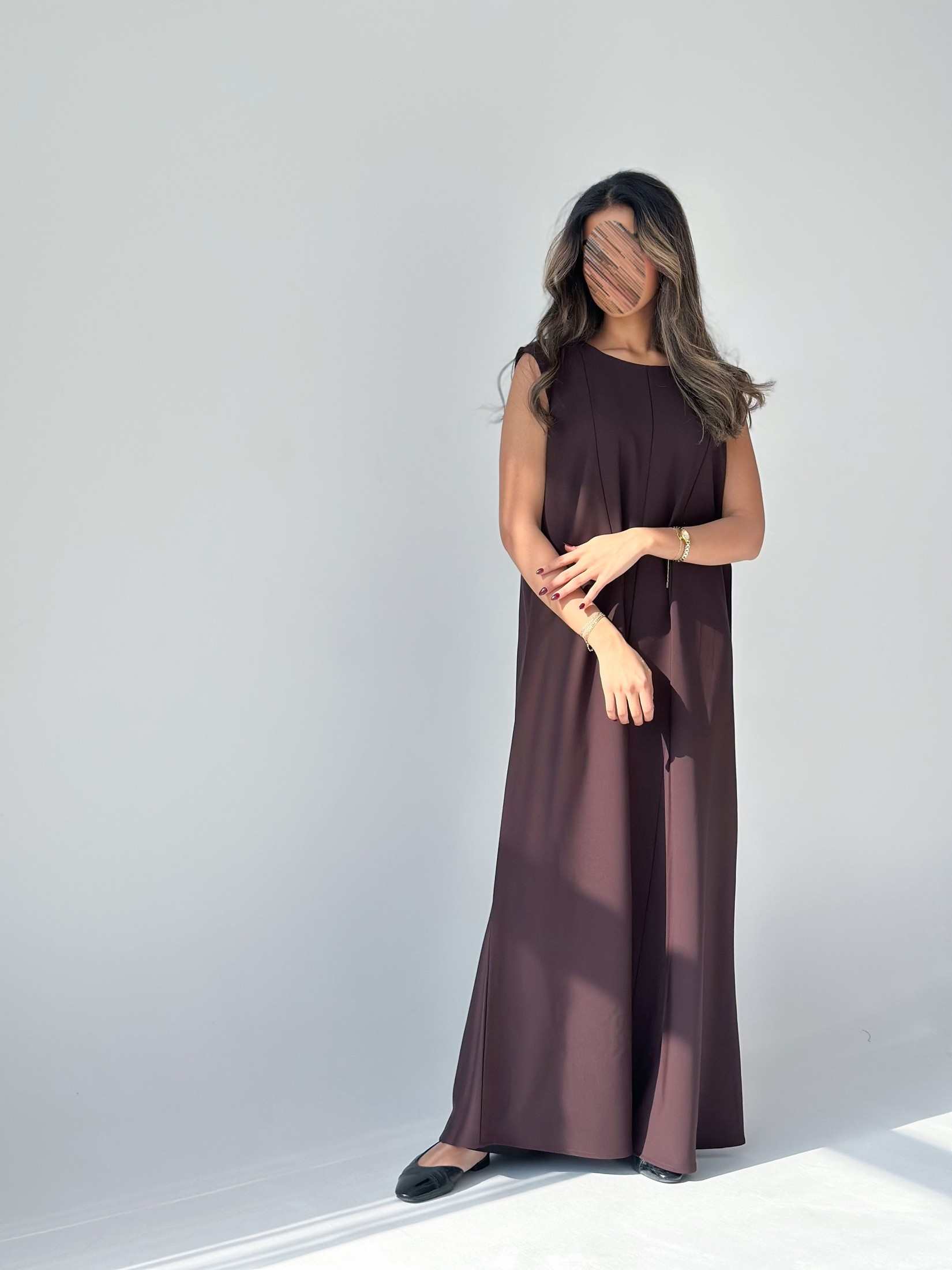 MW1889 - عباية مخمل مع فستان كريب - Aya