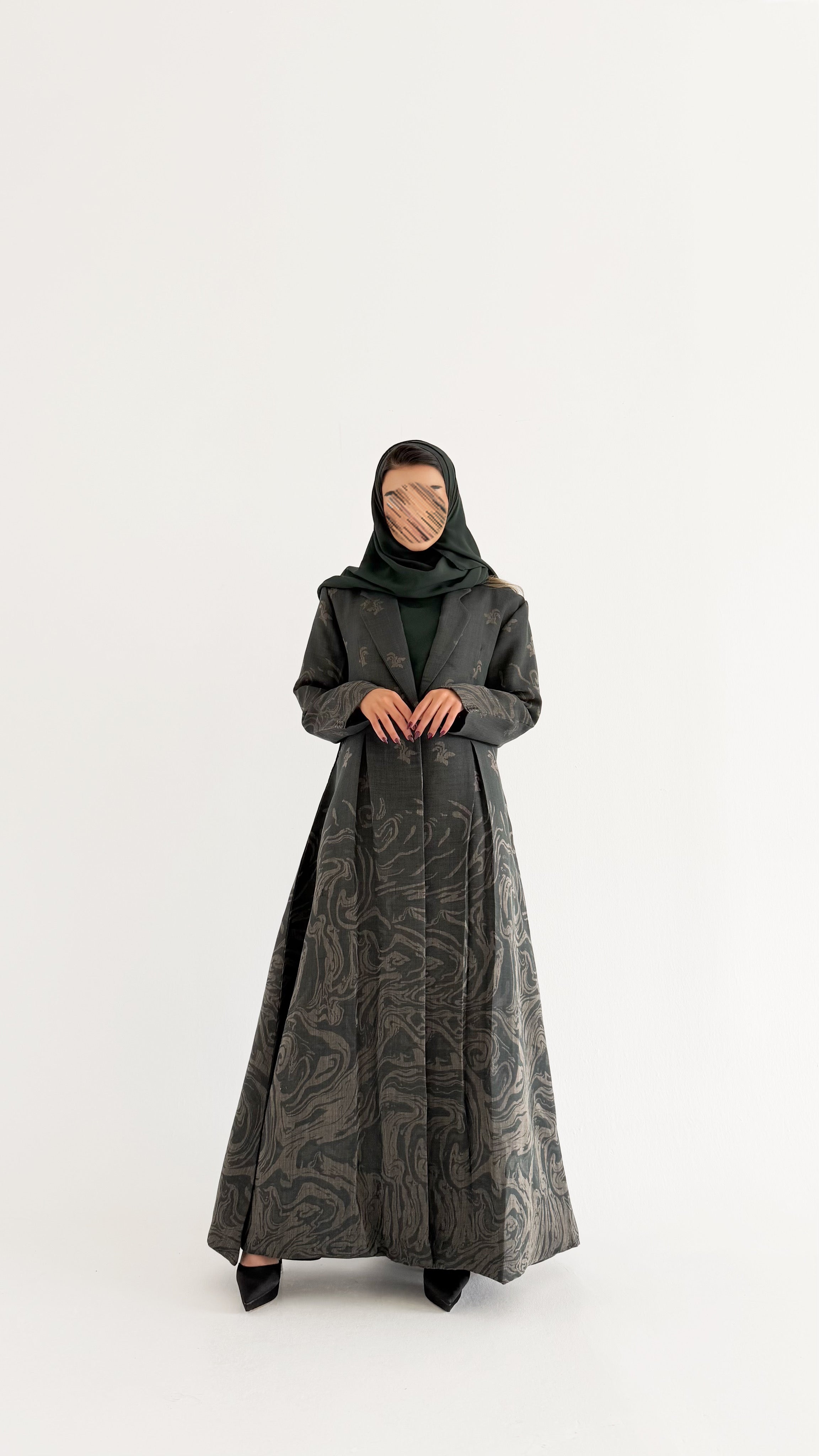 MW1791 - عباية لنن هندي بقصة بليزر - Aya