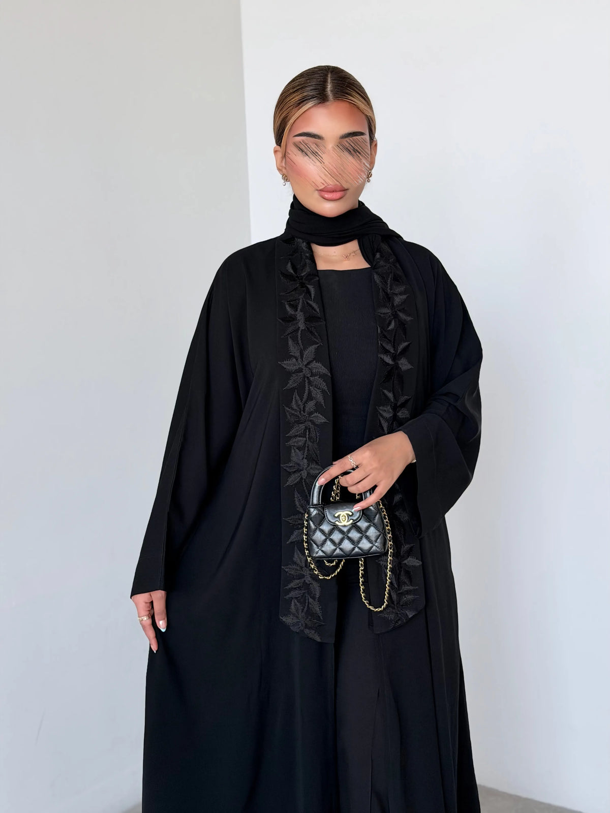 MWT4074 - عباية تطريز سوداء - Aya